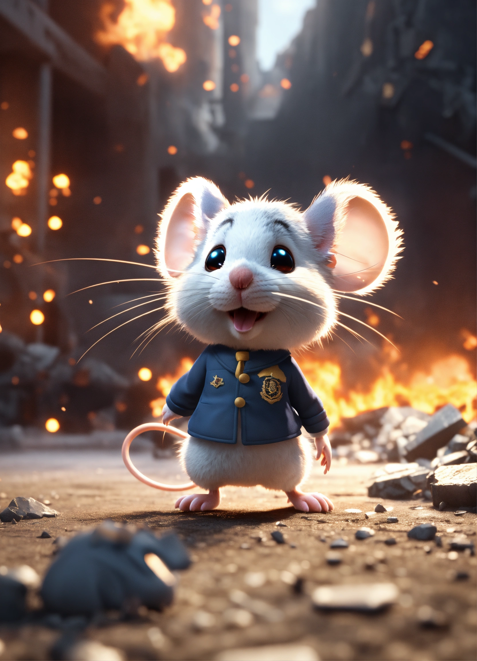 Lexica - A cute fluffy angry cartoon mouse in uniform walking away from ...