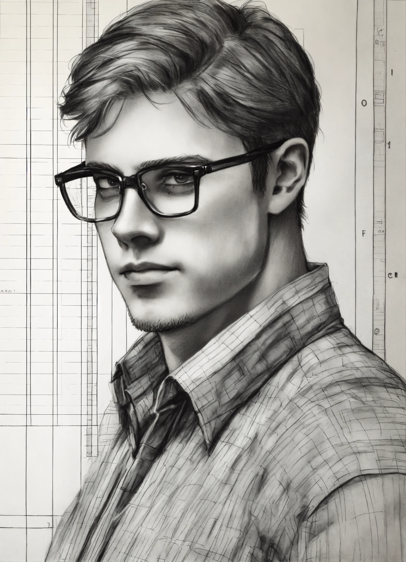 Lexica Pencil drawing of a strapping young man who is exceptionally