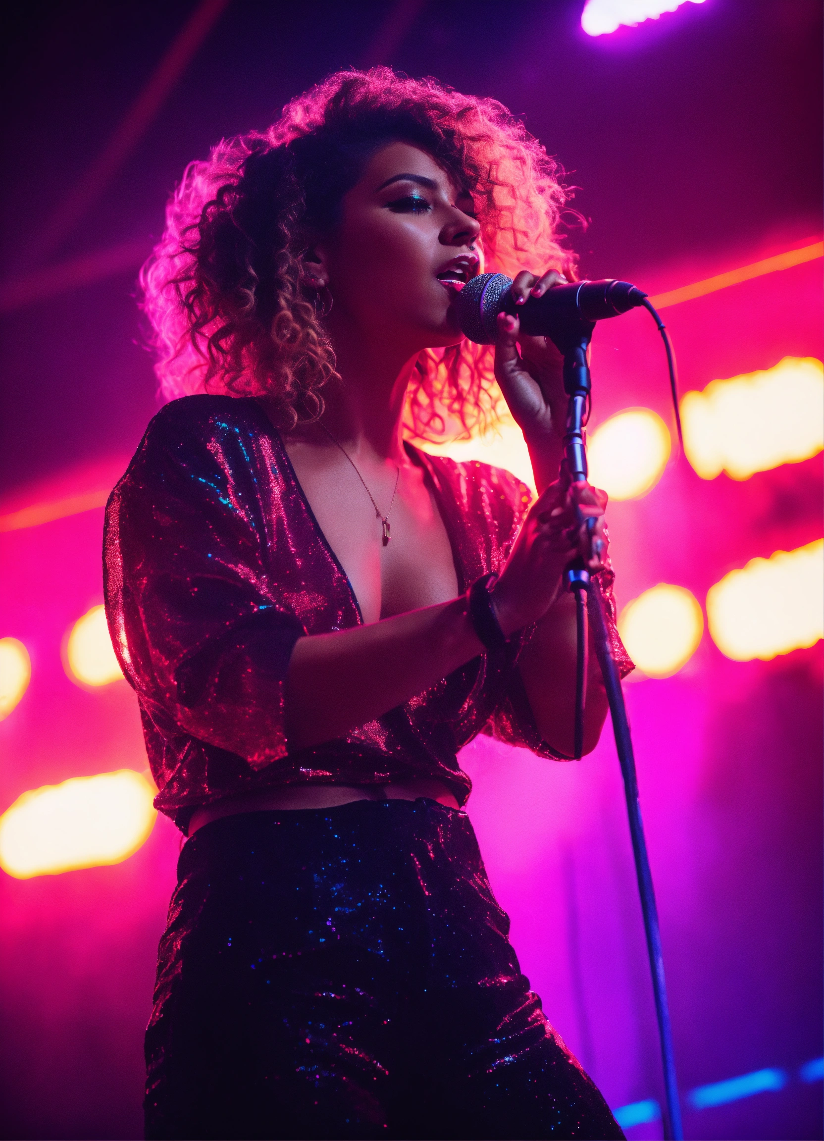 Lexica - Cinematic photography, modern, female singer on stage ...