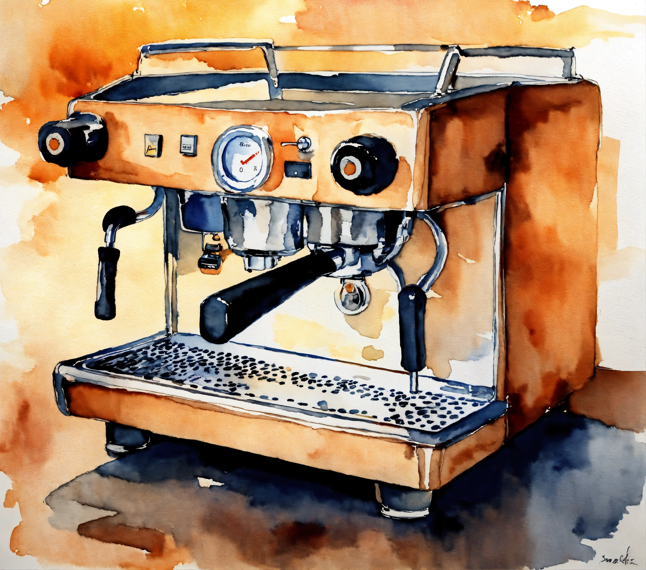 Lexica - Coffee machine , Watercolor, art