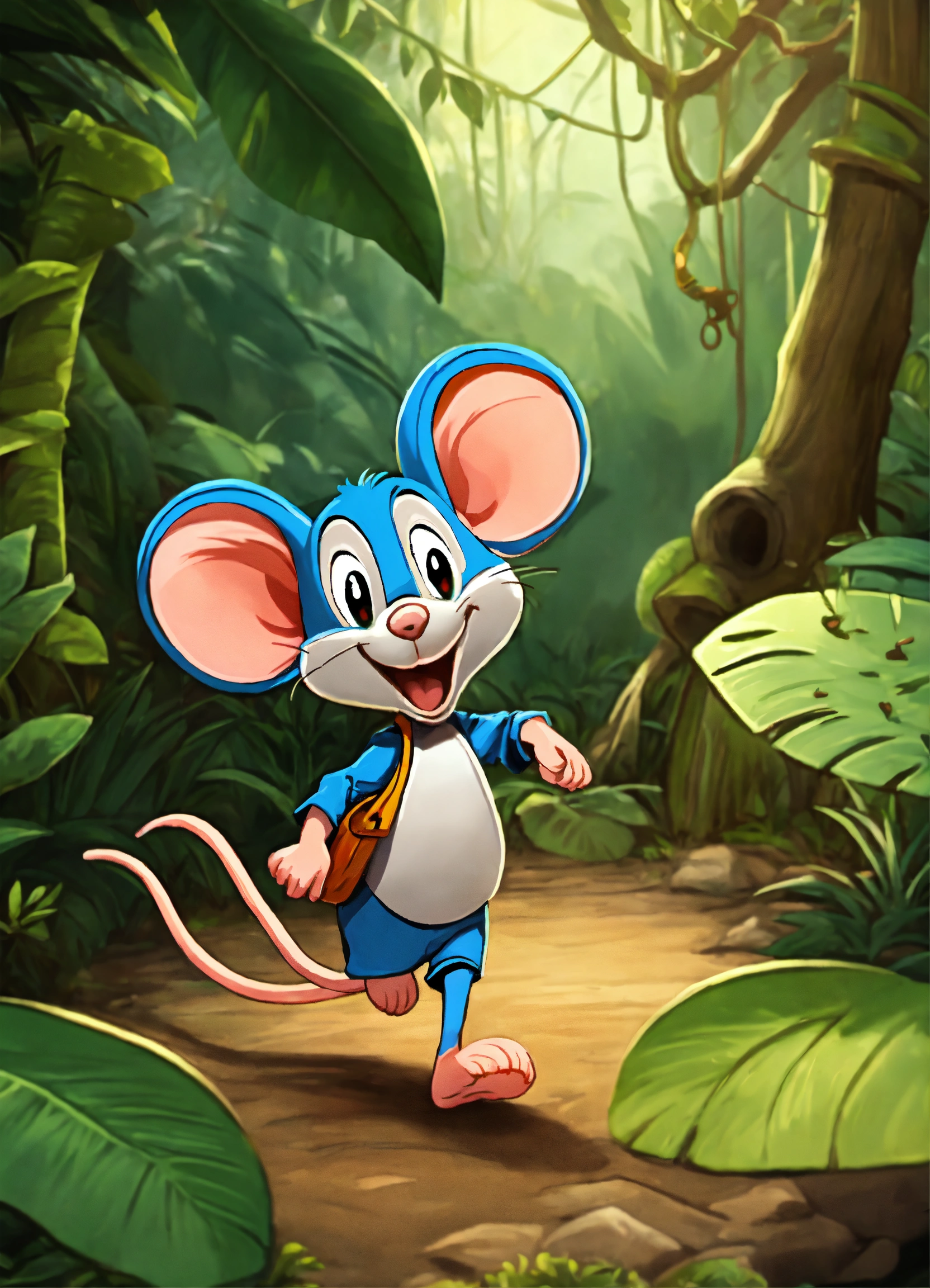 Lexica - Cartoon mouse walking in jungle