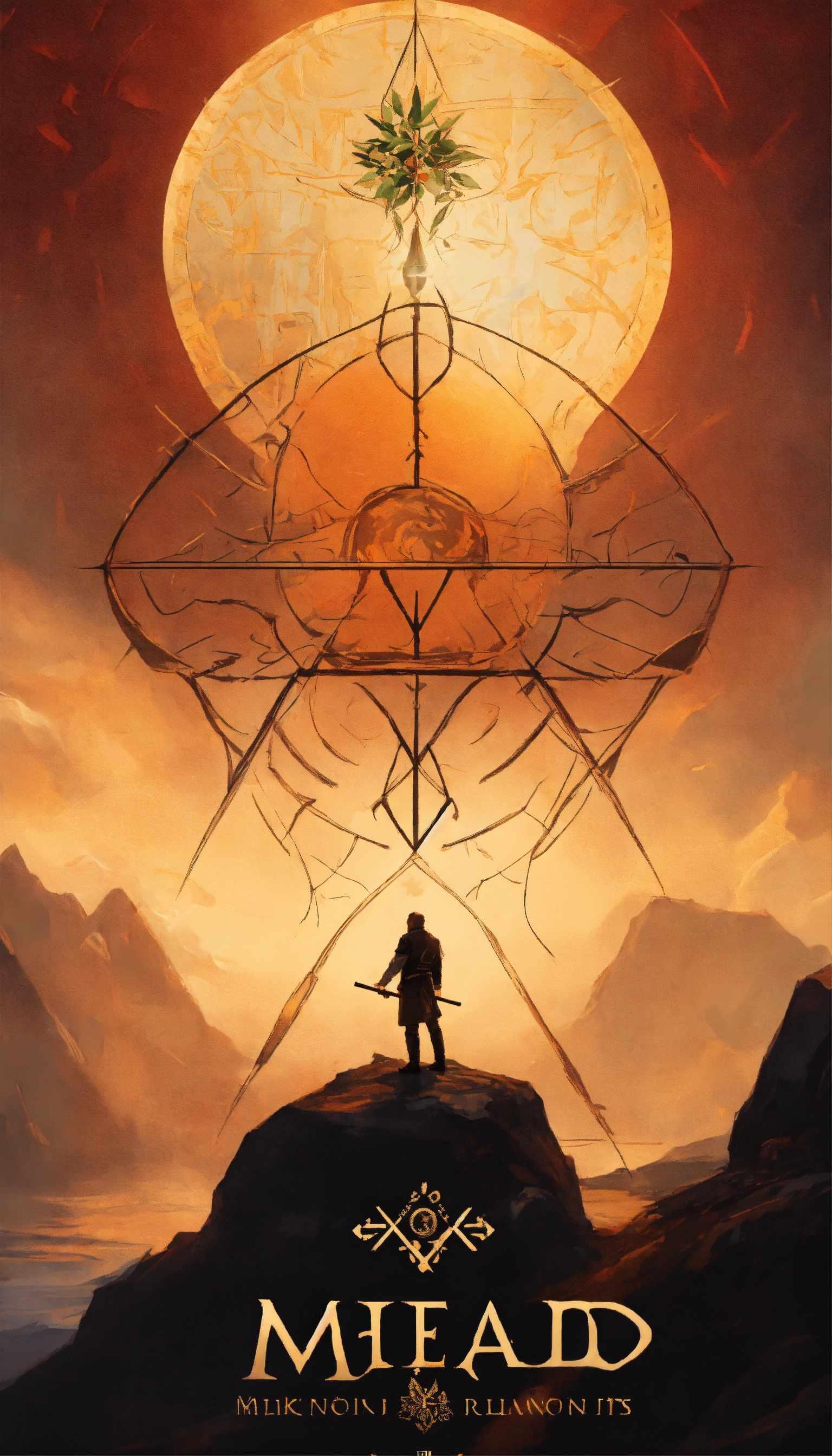Lexica - Mead, simplistic, logo, Nordic runes in the back ground