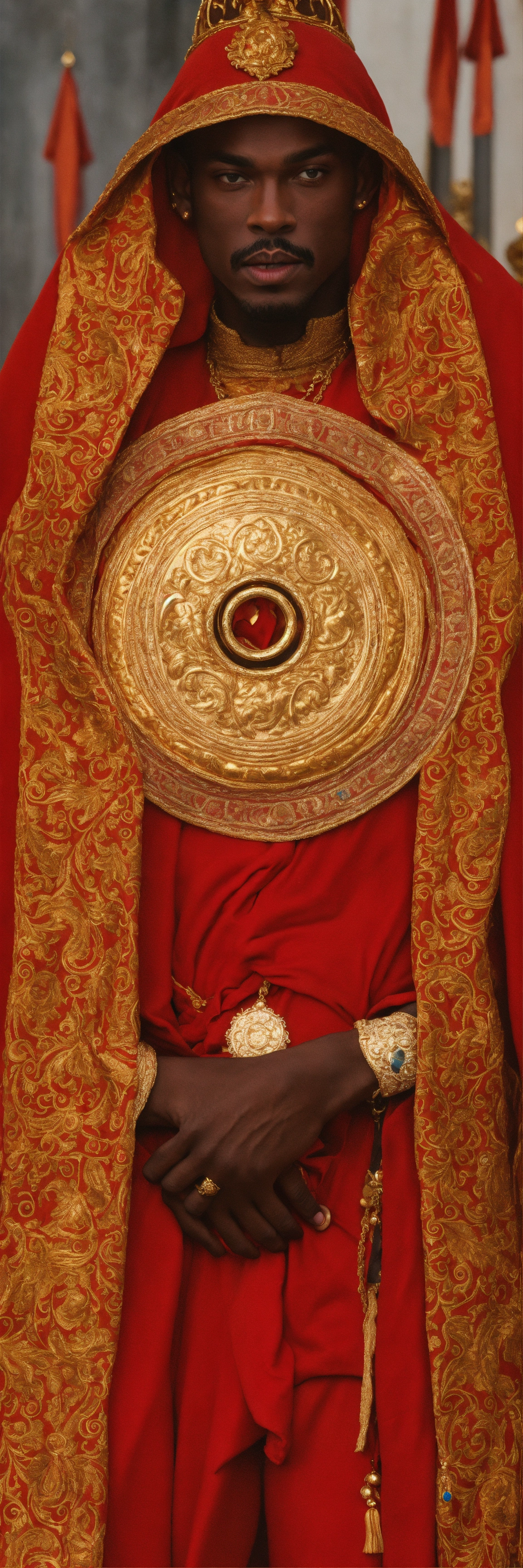 Lexica - Prince BORNOGO white skin appeared in a red Robe, with a Gold ...