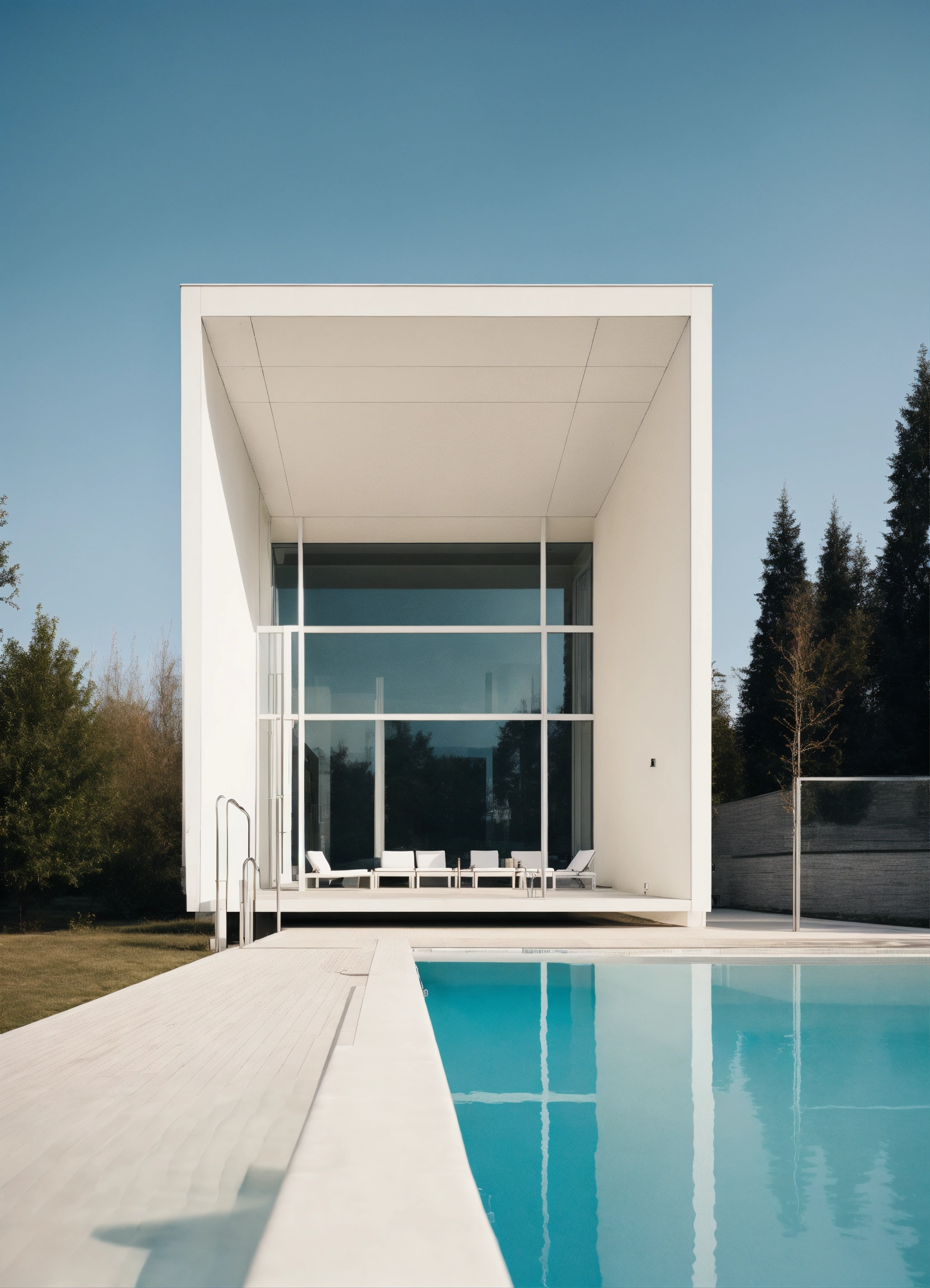 Lexica - Outdoor swimming pool ussr interior design minimalism white color