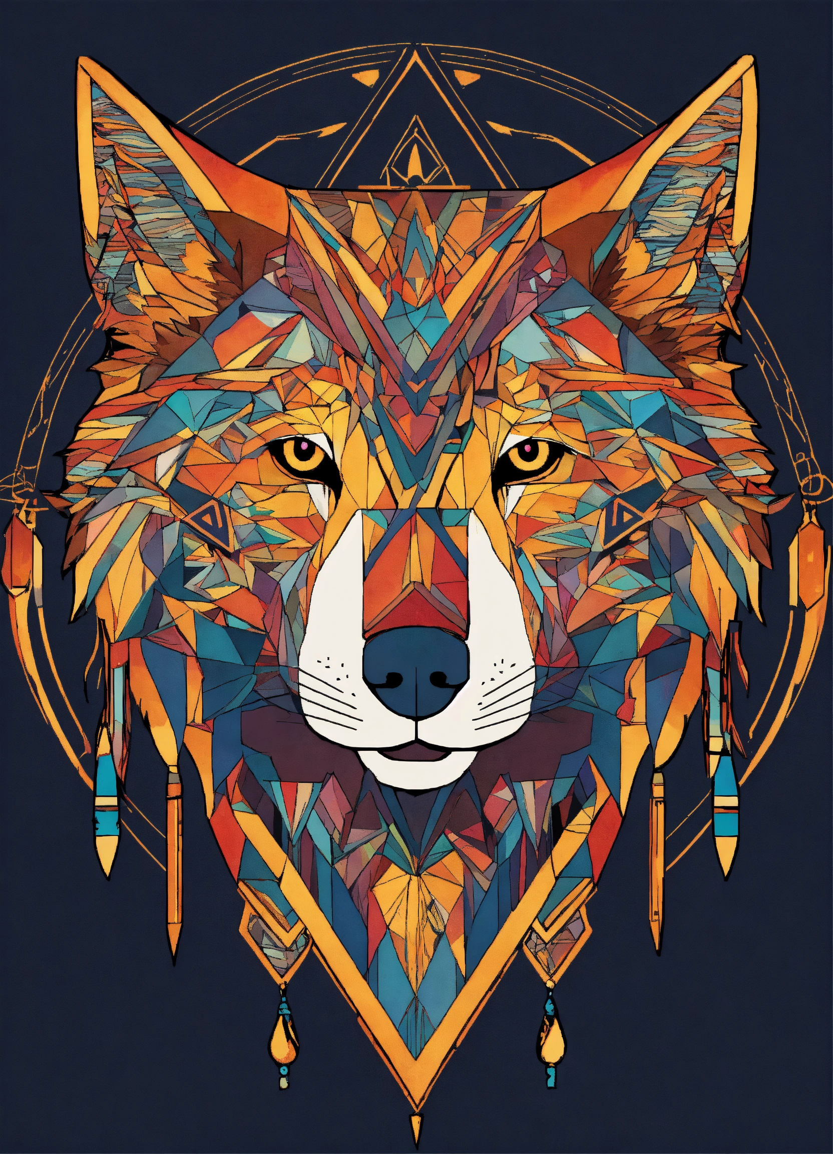 Lexica - Bold Geometric Wolf Striking Symmetry and Intricate Lines ...
