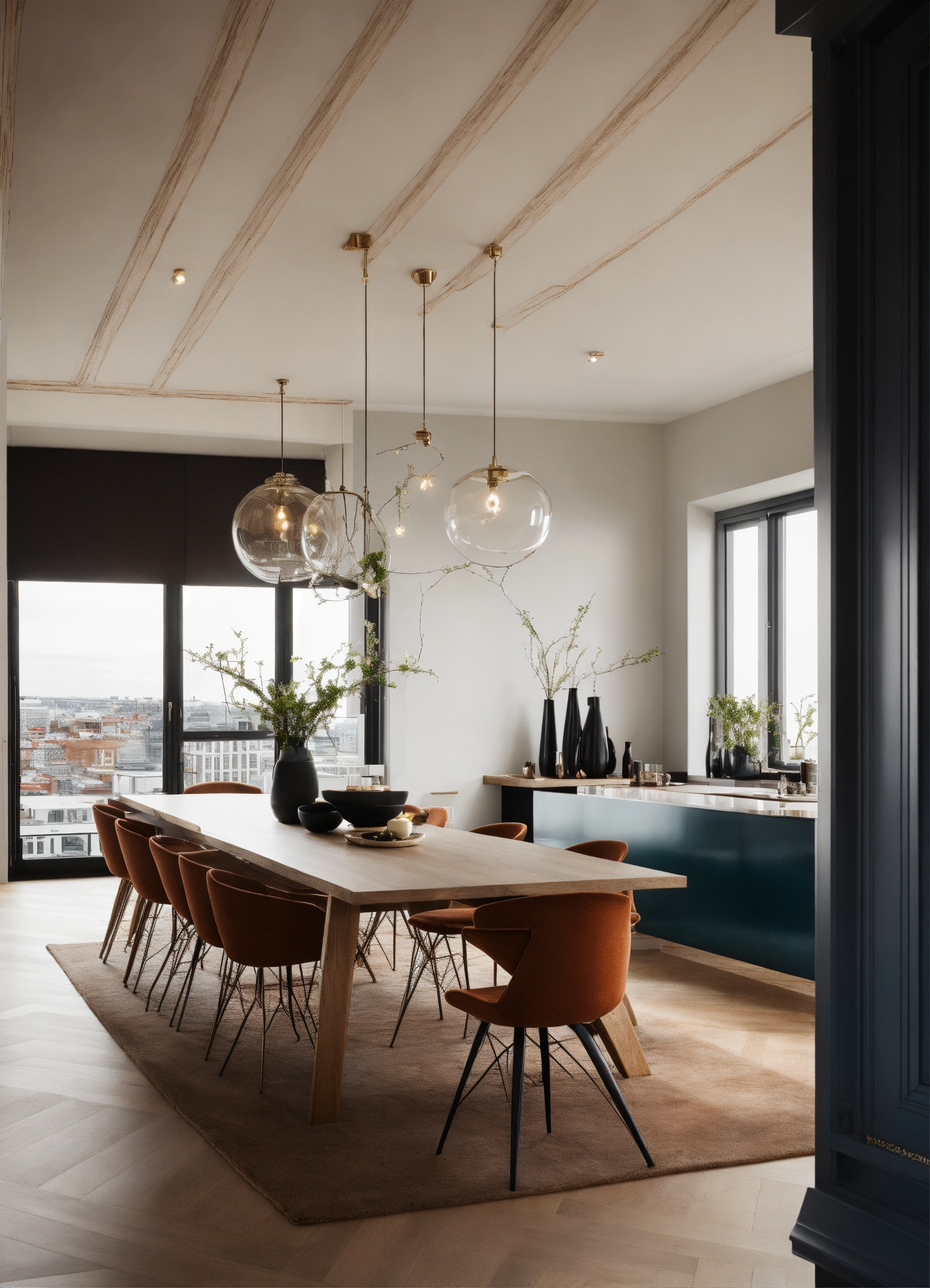 Lexica - Scandinavian luxury penthouse with designer dining chairs in a ...
