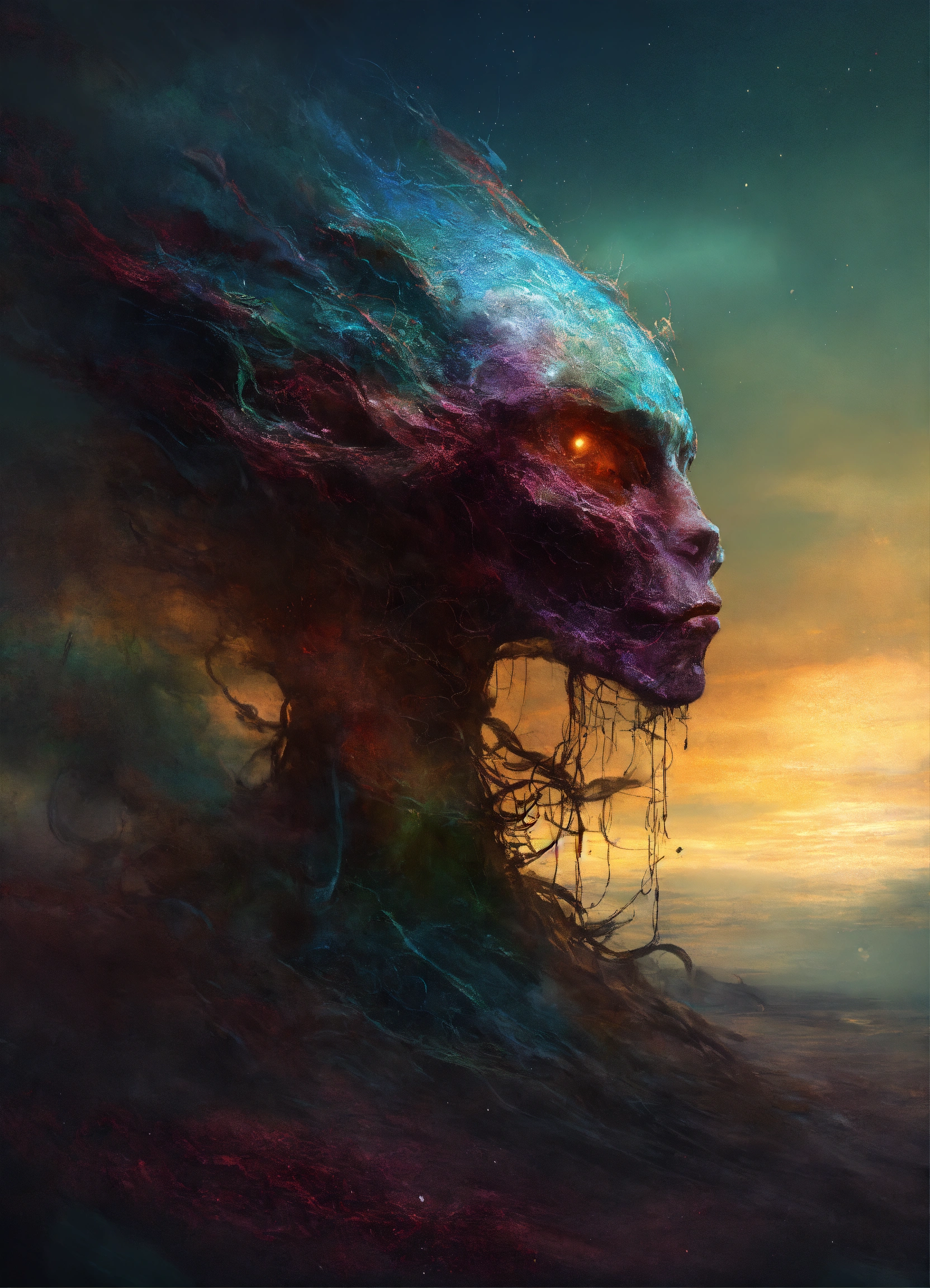 Lexica - Abstract art. Fading away. creature from another world looking