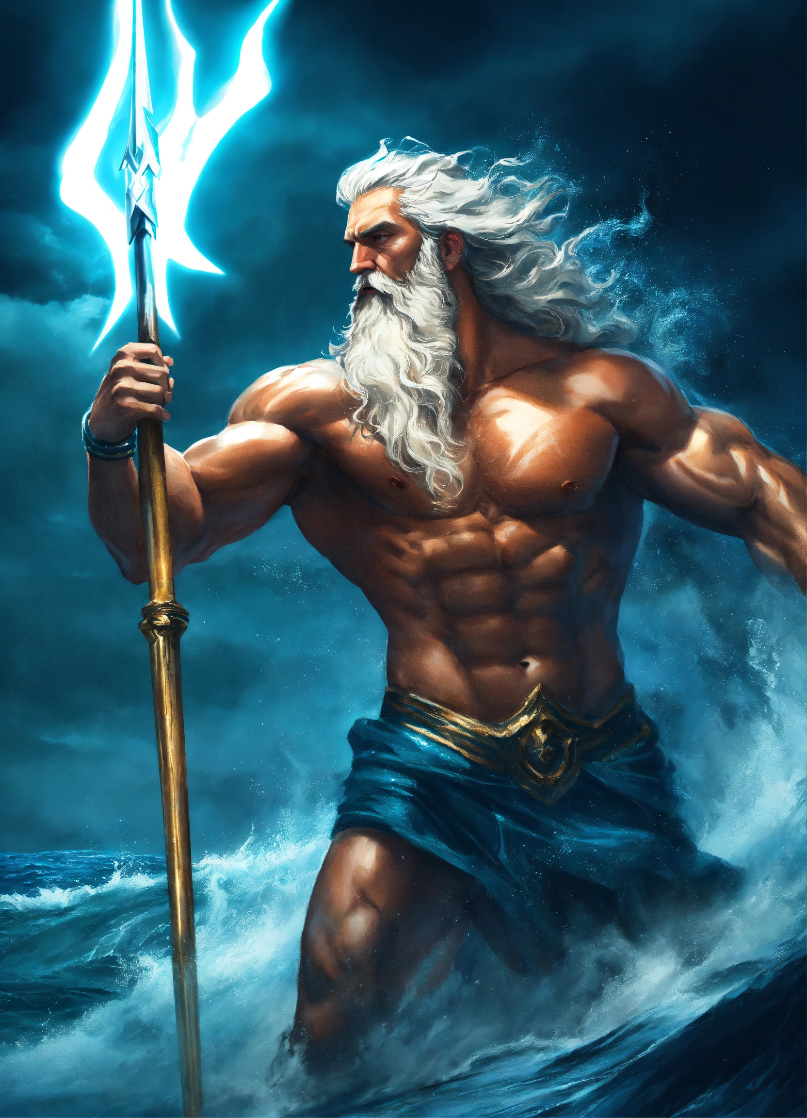 Lexica - Poseidon in profile, God Poseidon emerging from a raging hip ...
