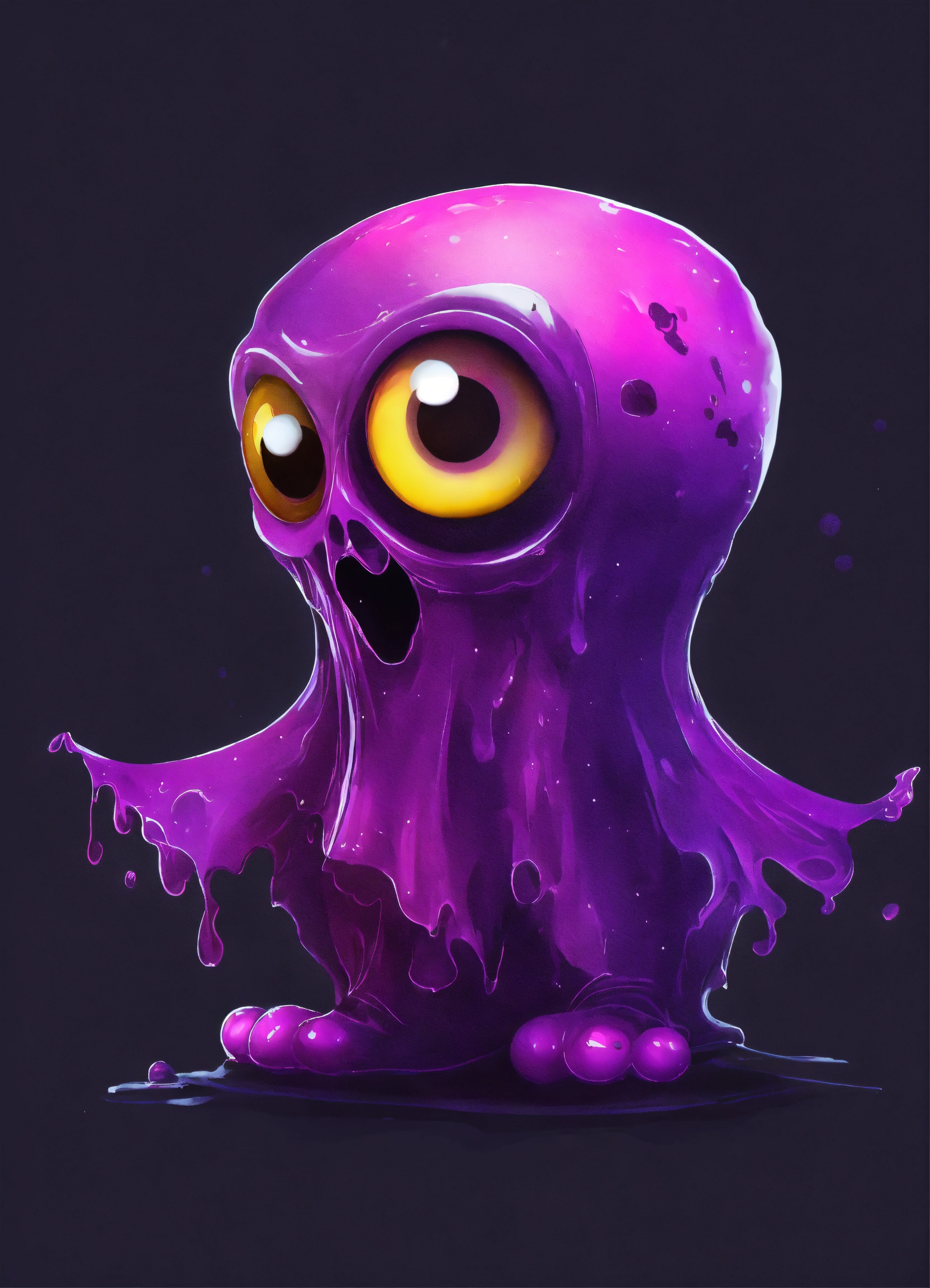 Lexica - Cute gelatin ghost zombie with big eyes, purple, black ...