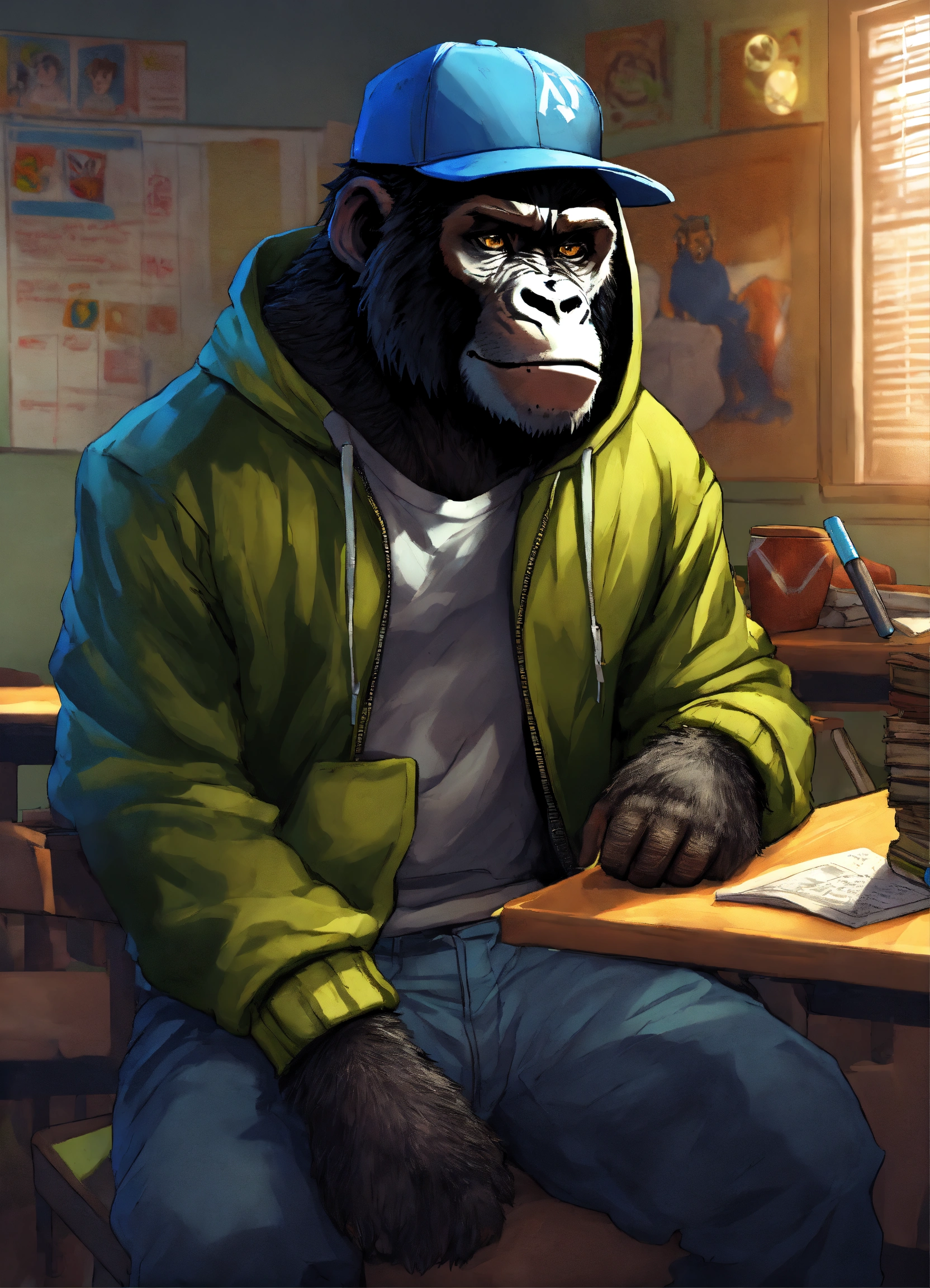 Lexica - ,Young werewolf, young gorilla wearing hoodies and baseball ...