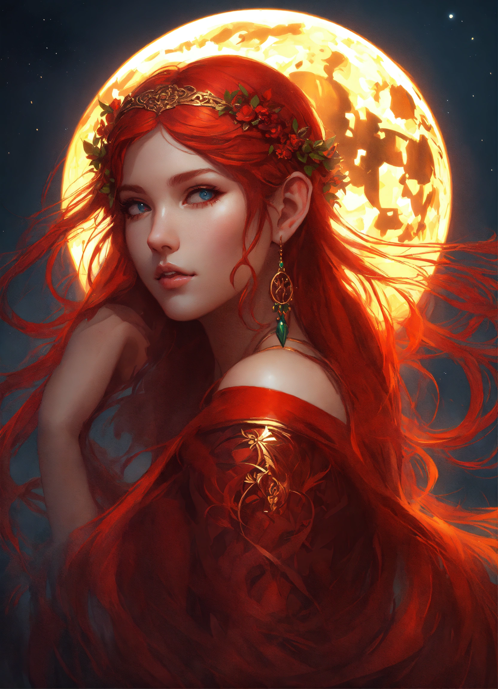 Lexica - Beautiful, red hair, elf princess, long hair, mysterious ...