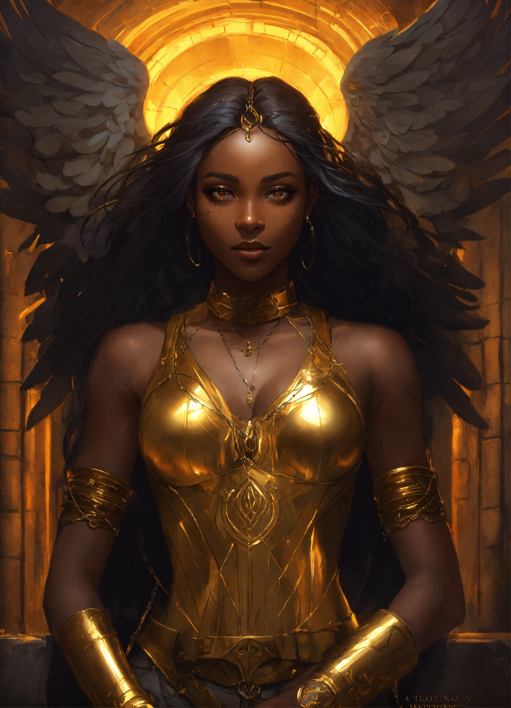 Lexica Dark Skinned Beaut Y Portrait Of A Beautiful Female Dark Angel Goddess Angel Chained By