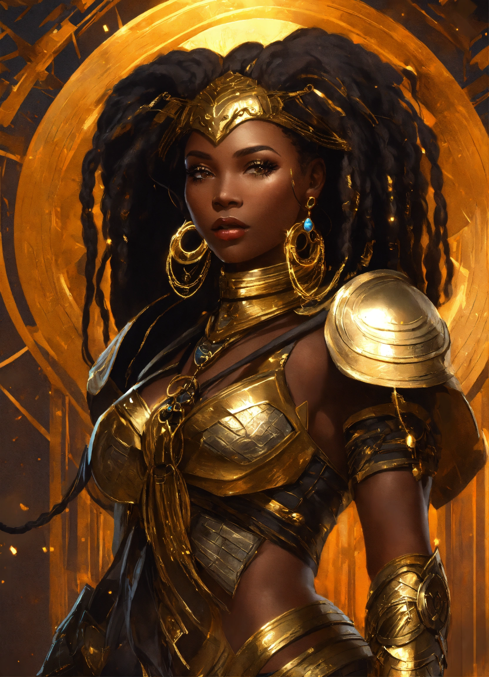 Lexica - Beautiful African futuristic fantasy warrior woman with gold ...