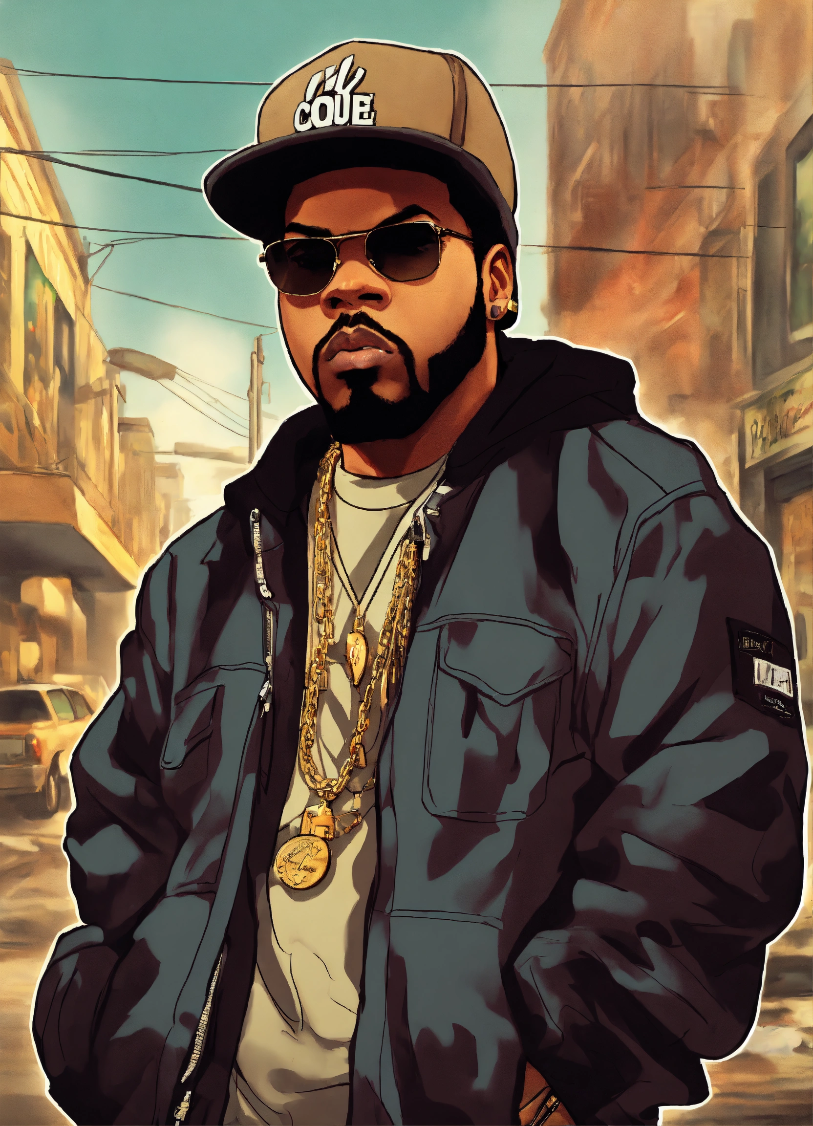 Lexica - Hip hop art style Ice Cube boondocks full body