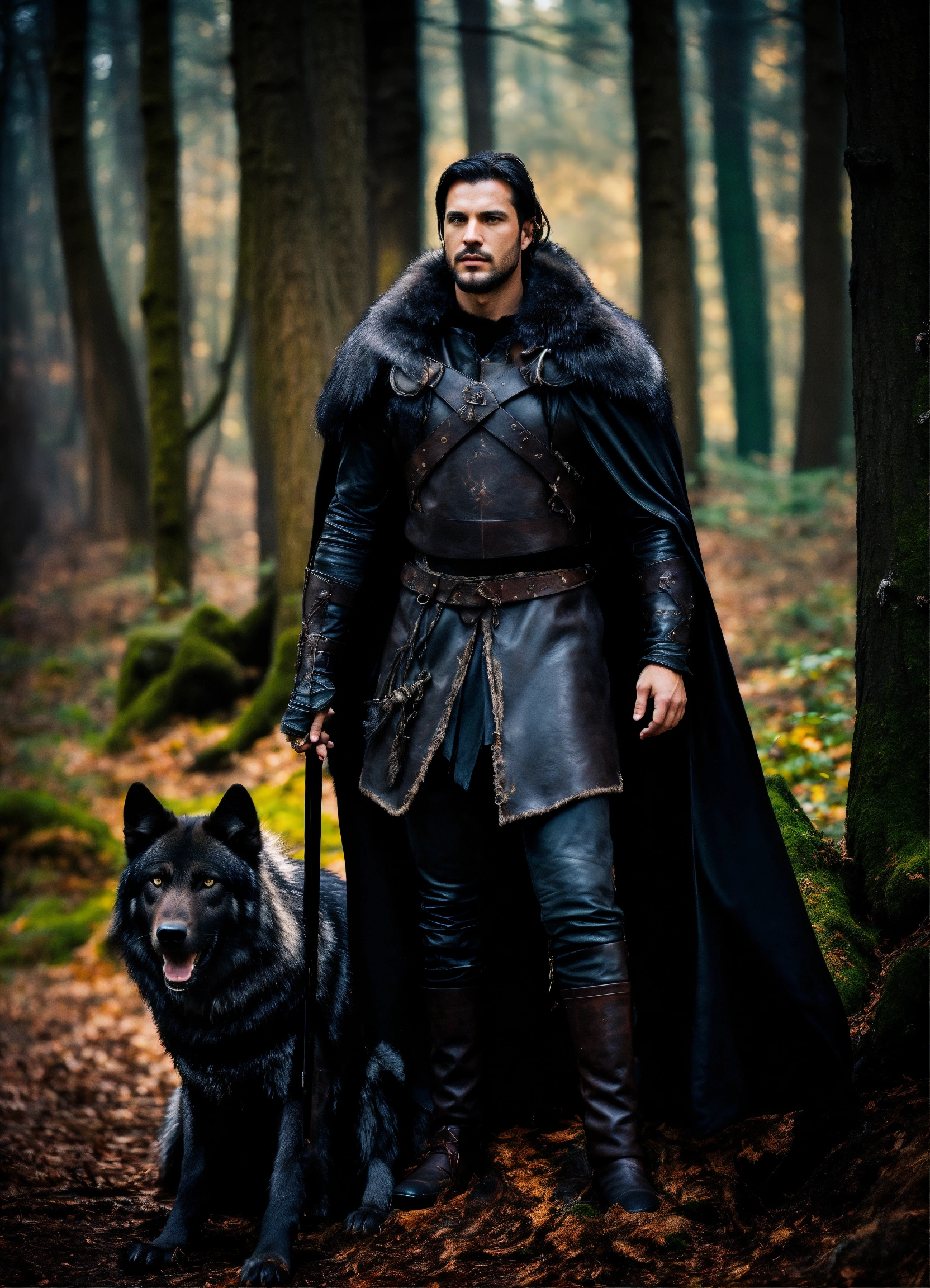 Lexica Text dark, enchanted woods; male celtic warrior, battleworn