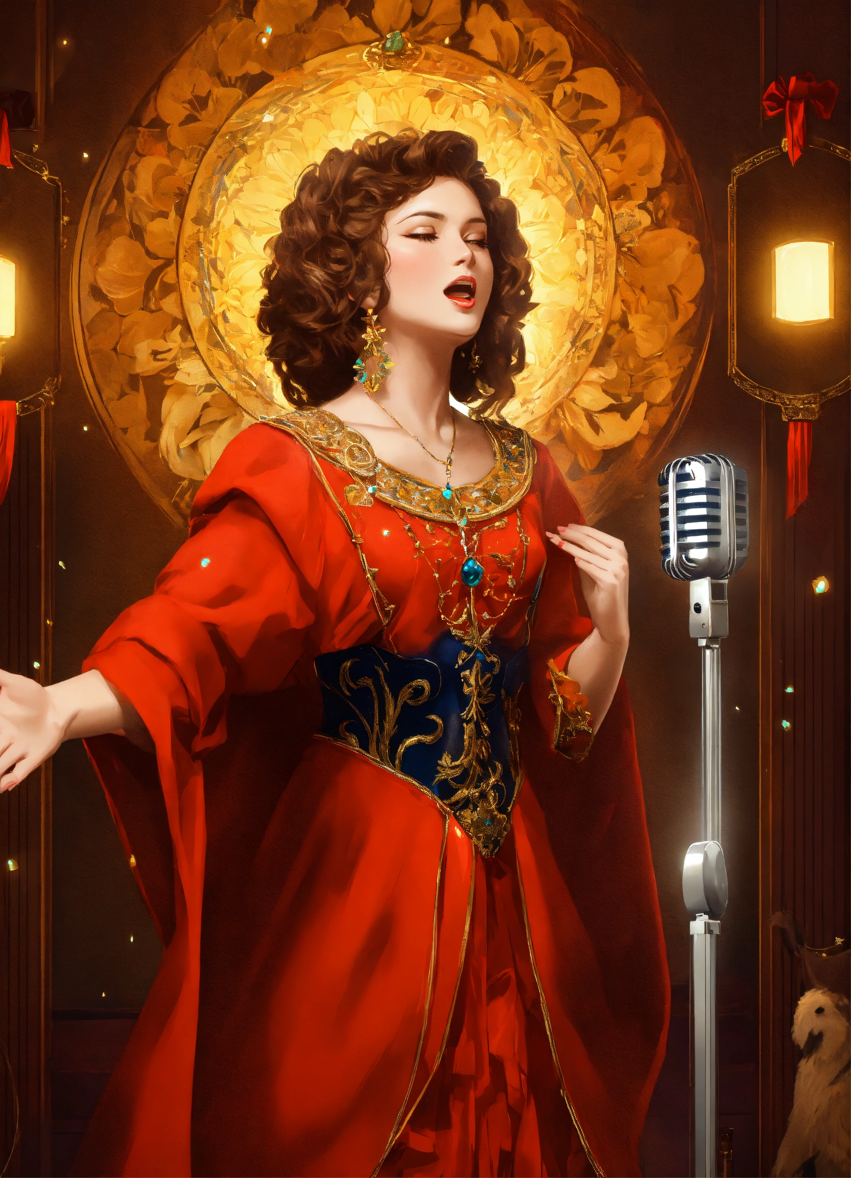 Lexica - A noble woman was singing standing in front of the microphone