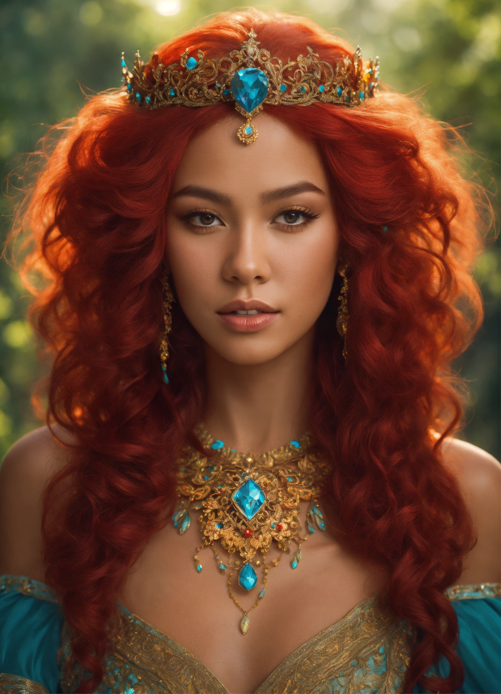 Lexica Mixedrace people Princess red hair fantasy 4k