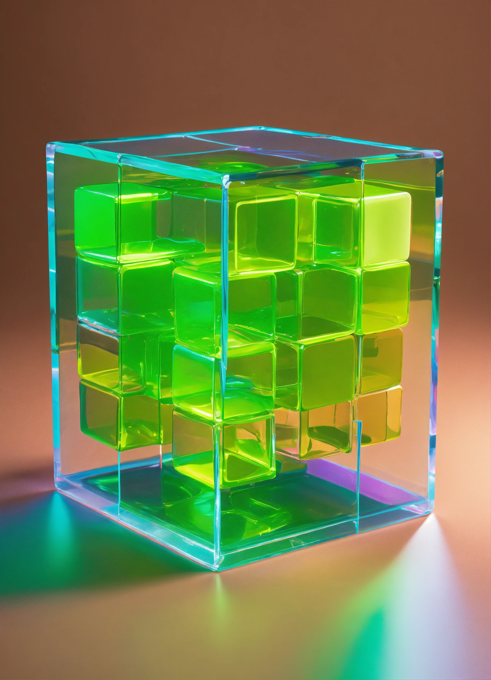 Lexica - Clear plastic cube with stickers!studio photography, e-comm ...