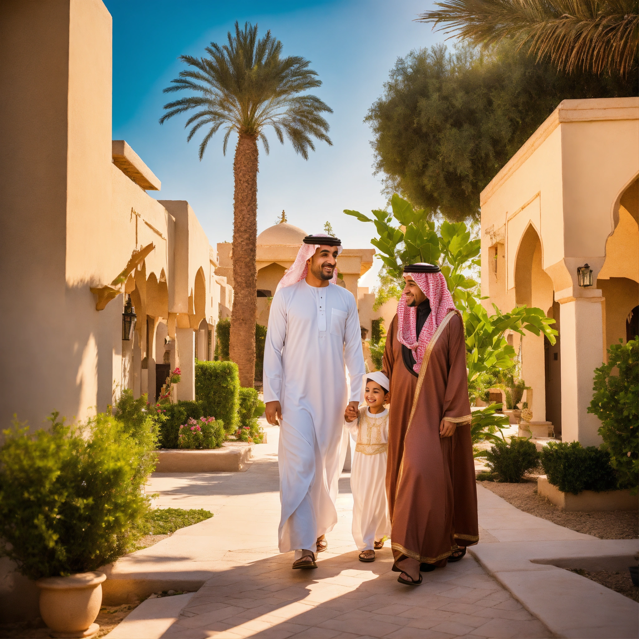 Lexica - Imagine a happy Arabian family, dressed in traditional attire ...