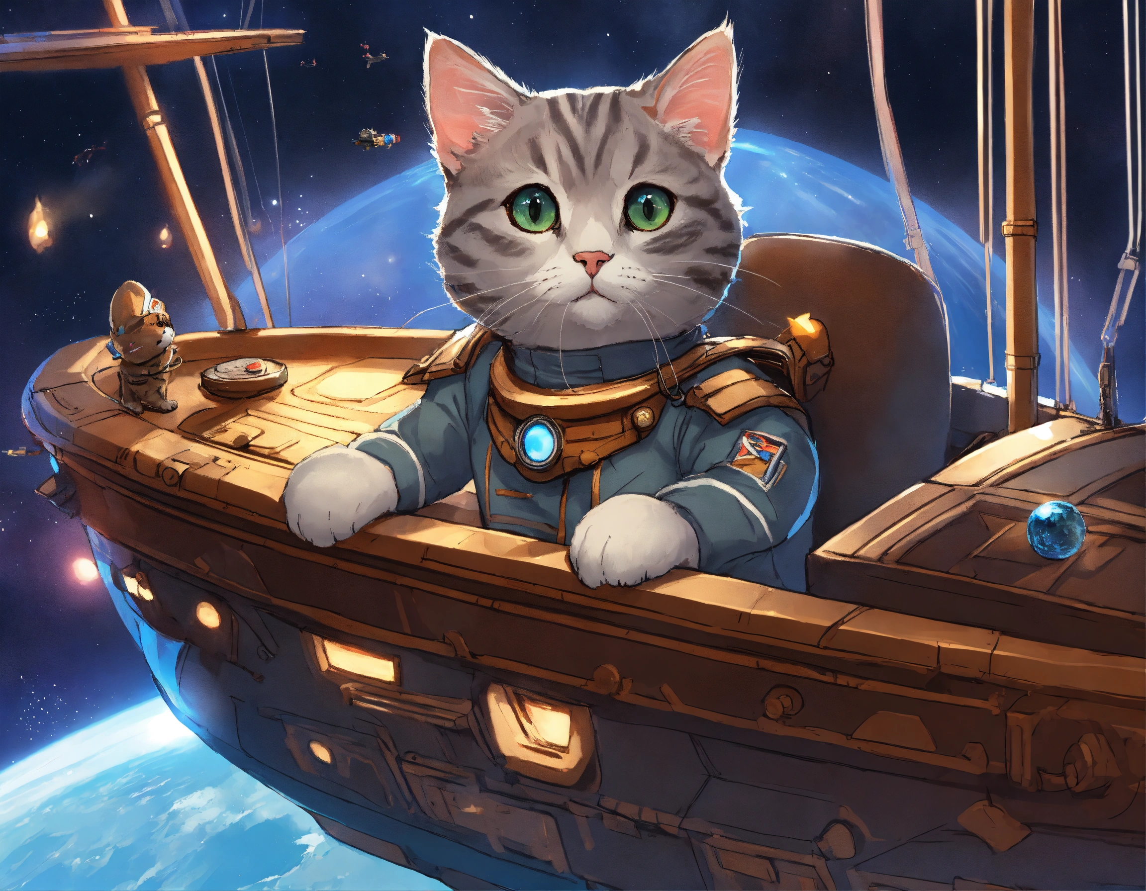 Lexica - An anthropomorphic grey tabby cat piloting an interdimensional ...