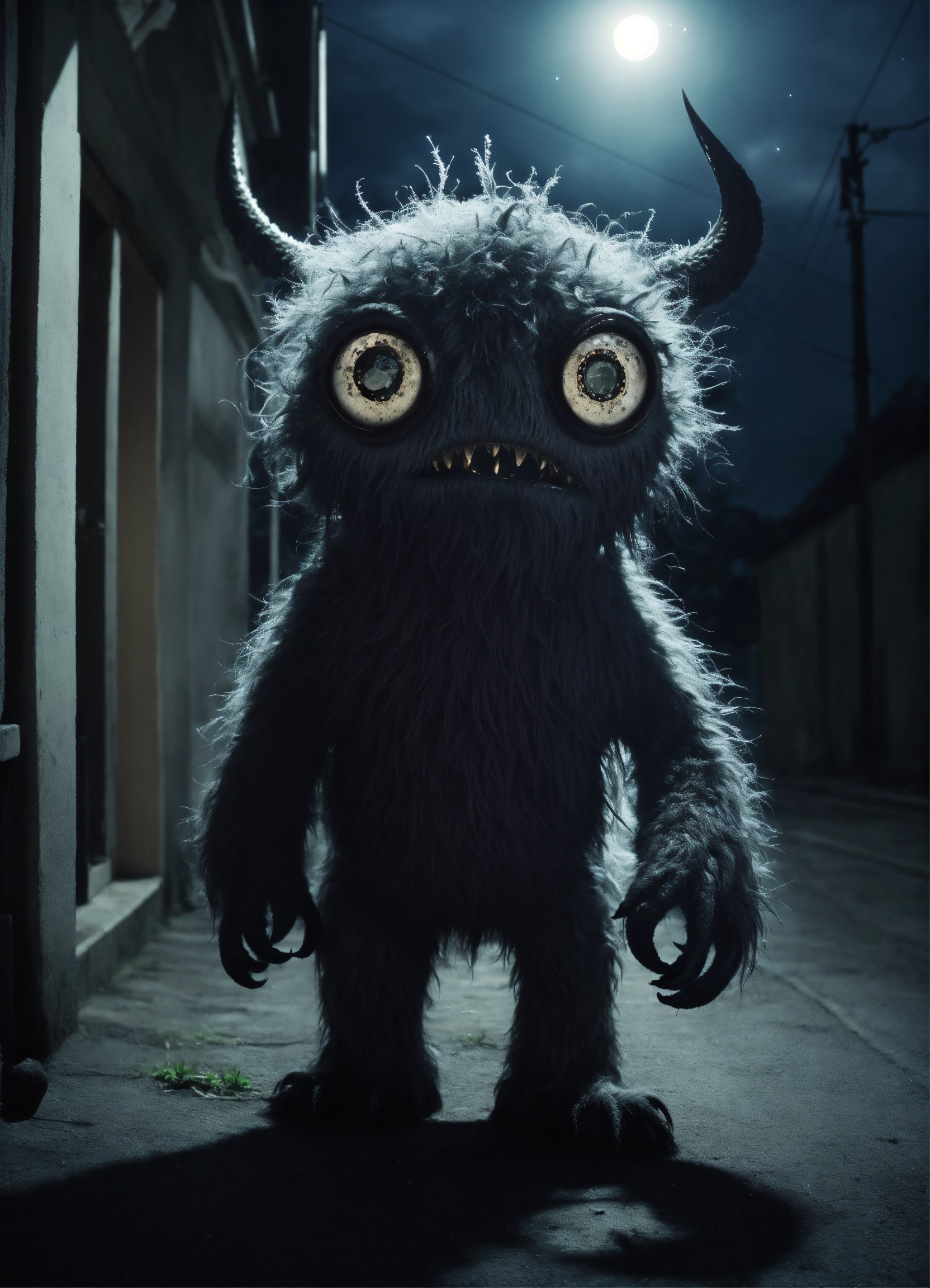 Lexica - Very cute, realistic grey monster whit many eyes standing in ...