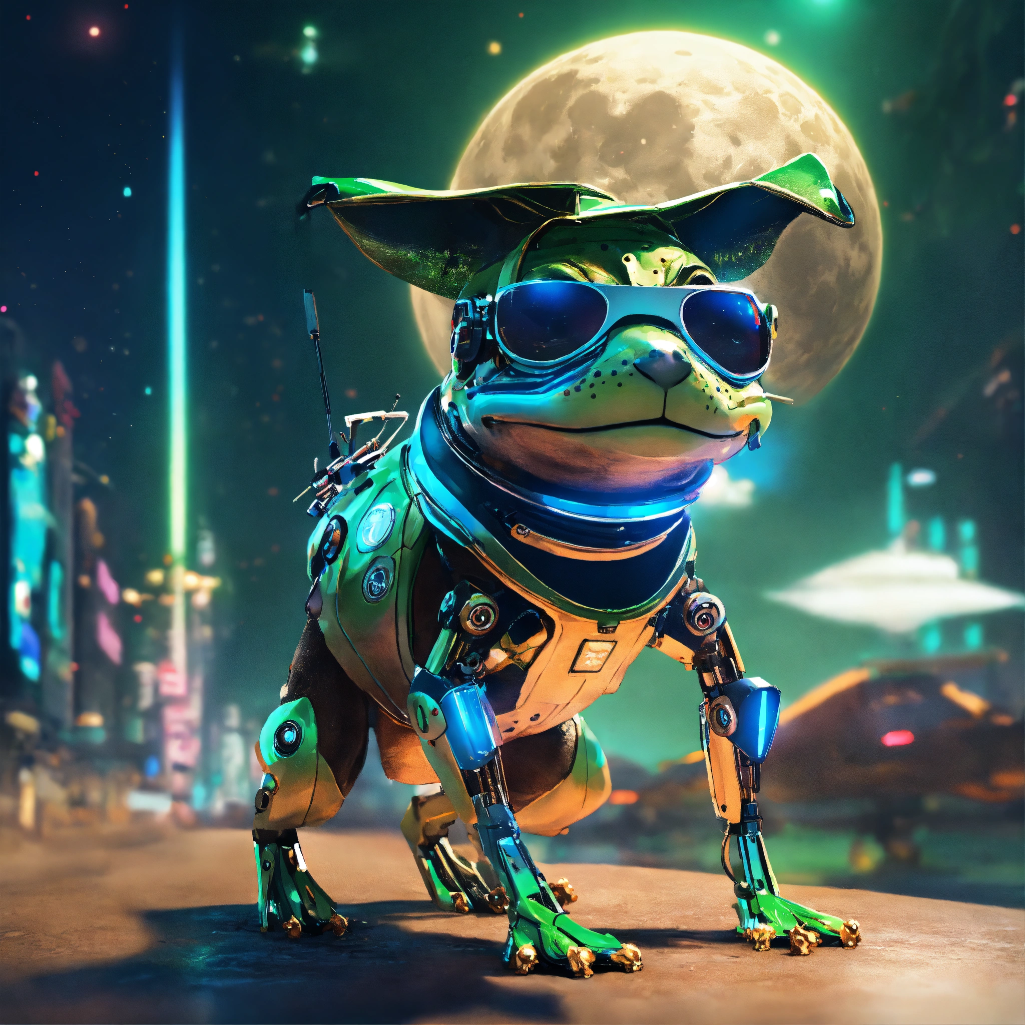 Lexica - Frog with dog inu full body cyberpunk style immaculate robot ...