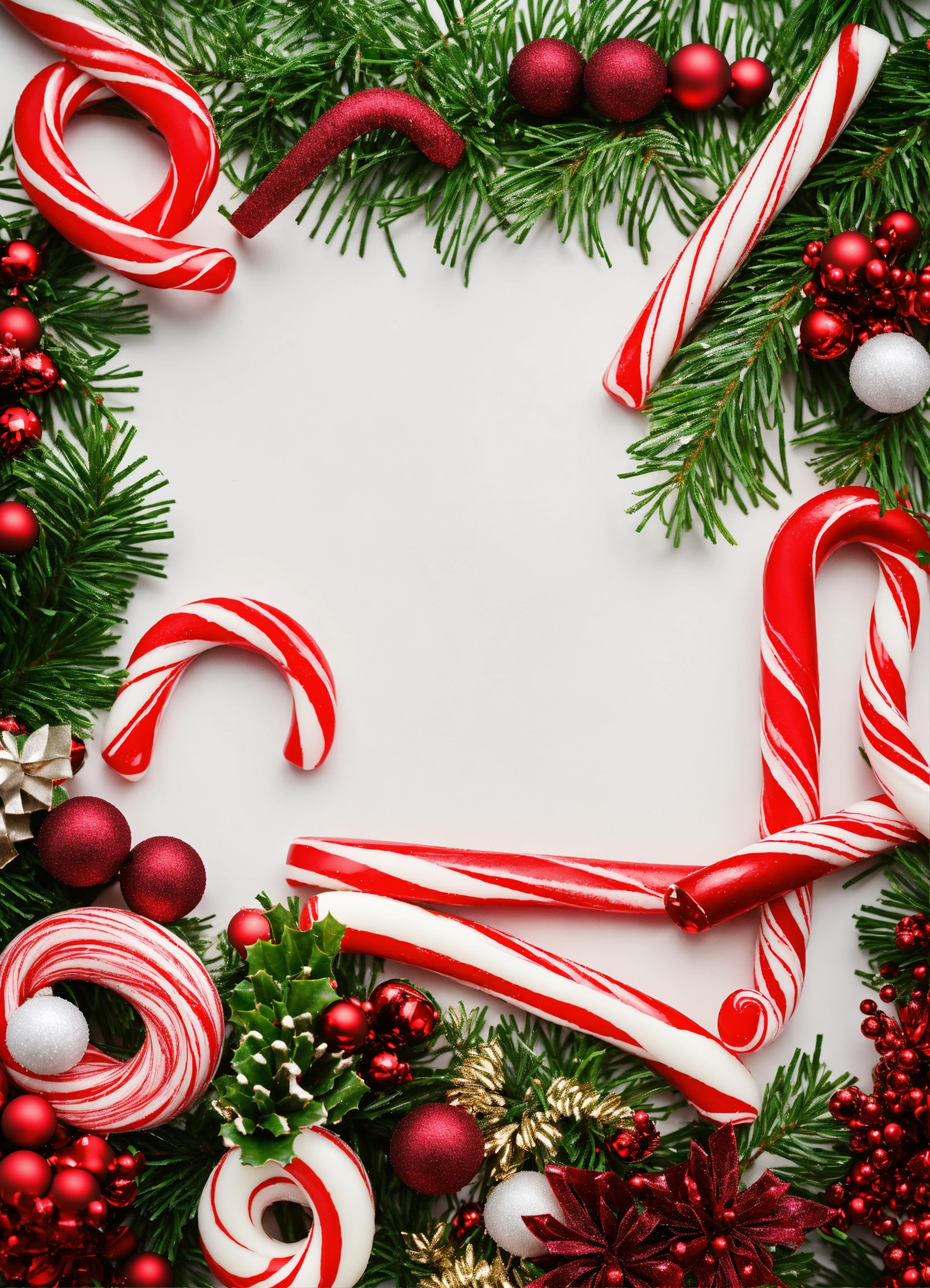 Lexica - Create a Christmas border of candy canes on a white background