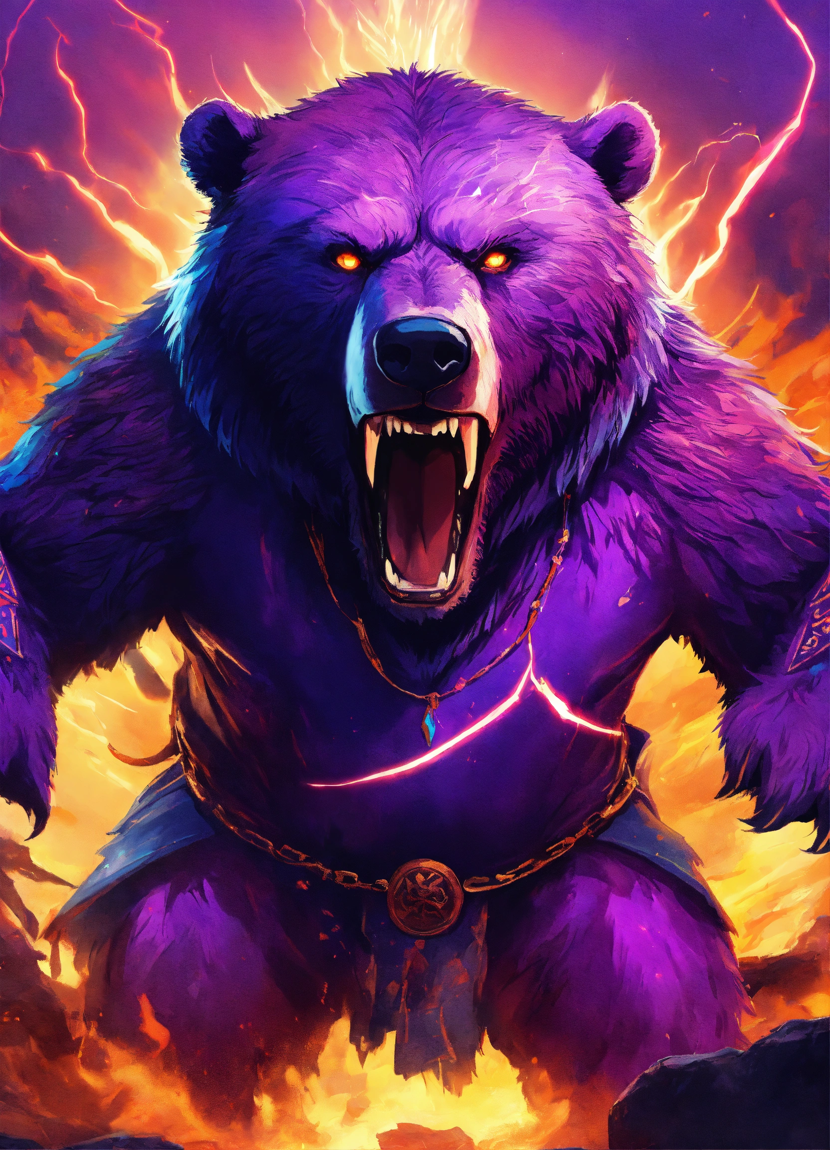 Lexica - Angry ancient bear, empire, rage, roaring, purple kingdom war ...