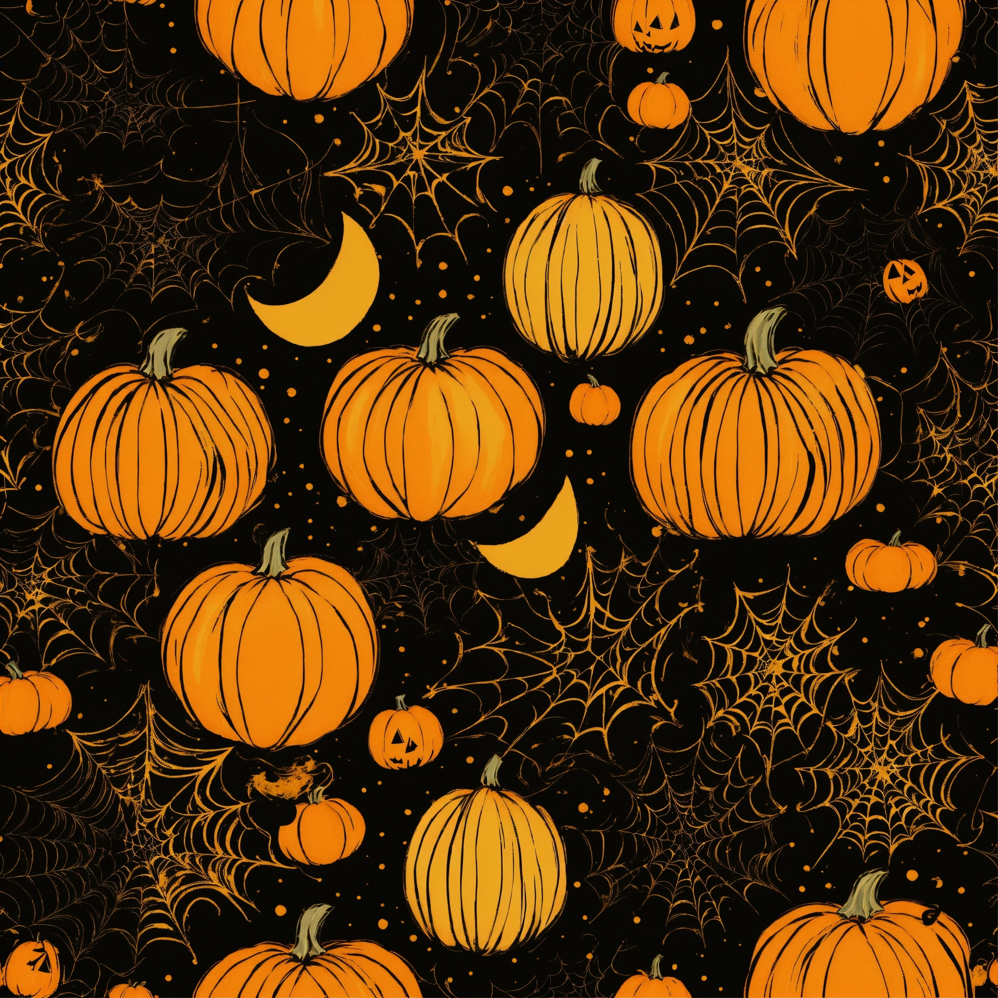 Lexica - Beautiful black and golden orange halloween pattern, featuring ...