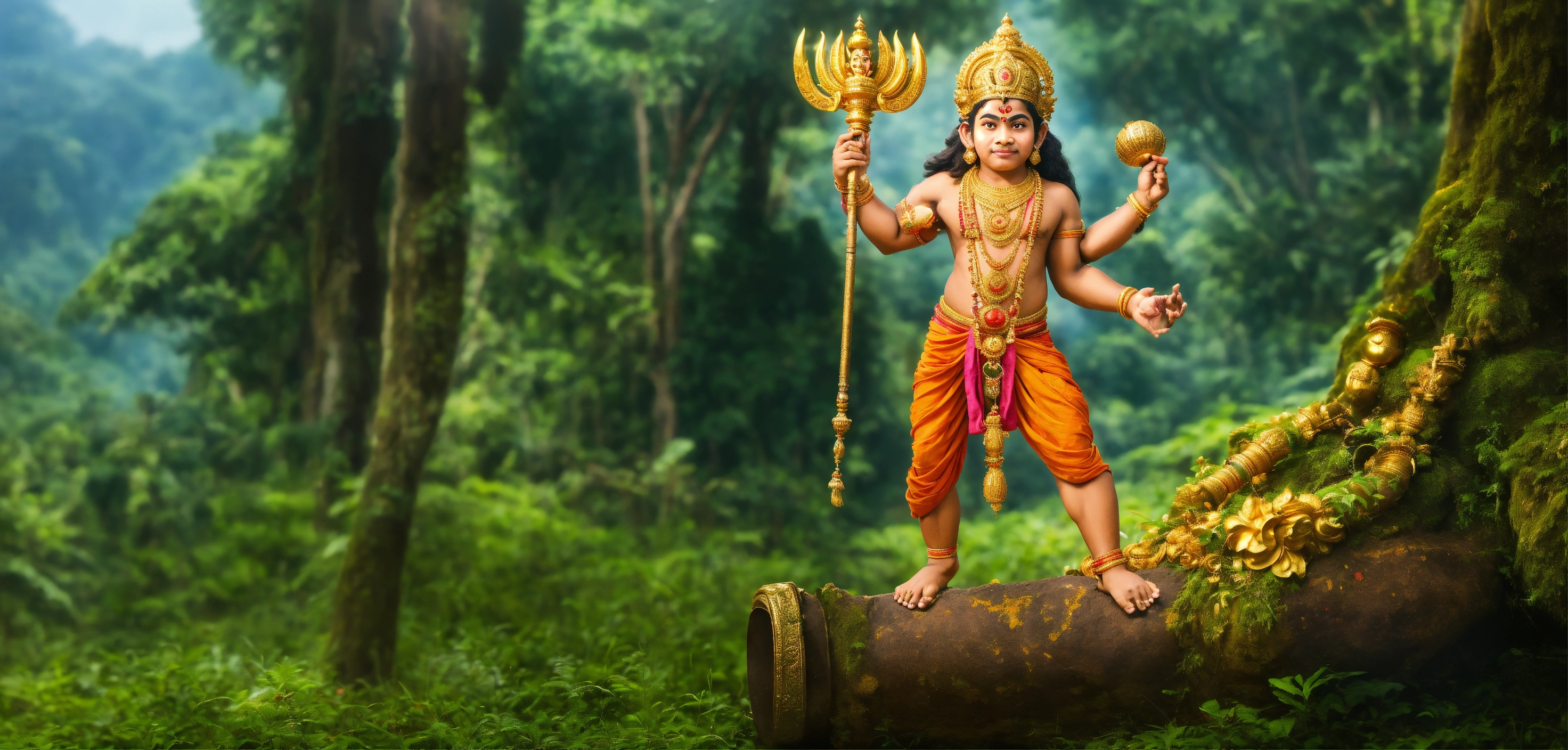 Lexica Hindu god name hanuman , a big mace on his shoulder with gold