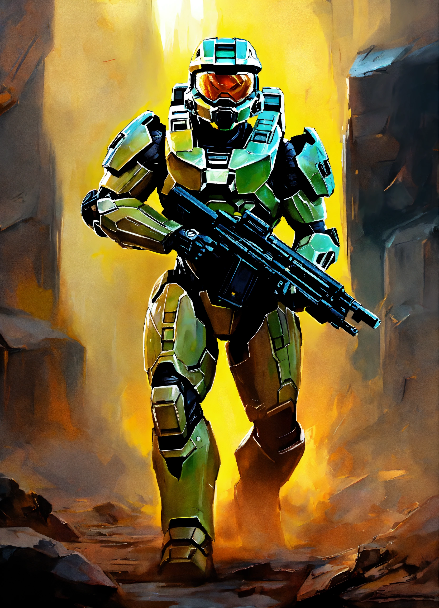 Lexica - Animated painting. Halo Master Chief.