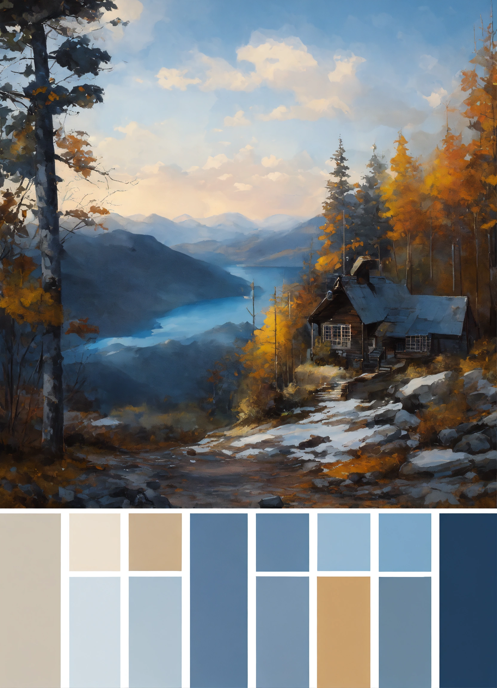 Lexica - Cold color palette, Distinct polygons, Small white gaps, blue ...