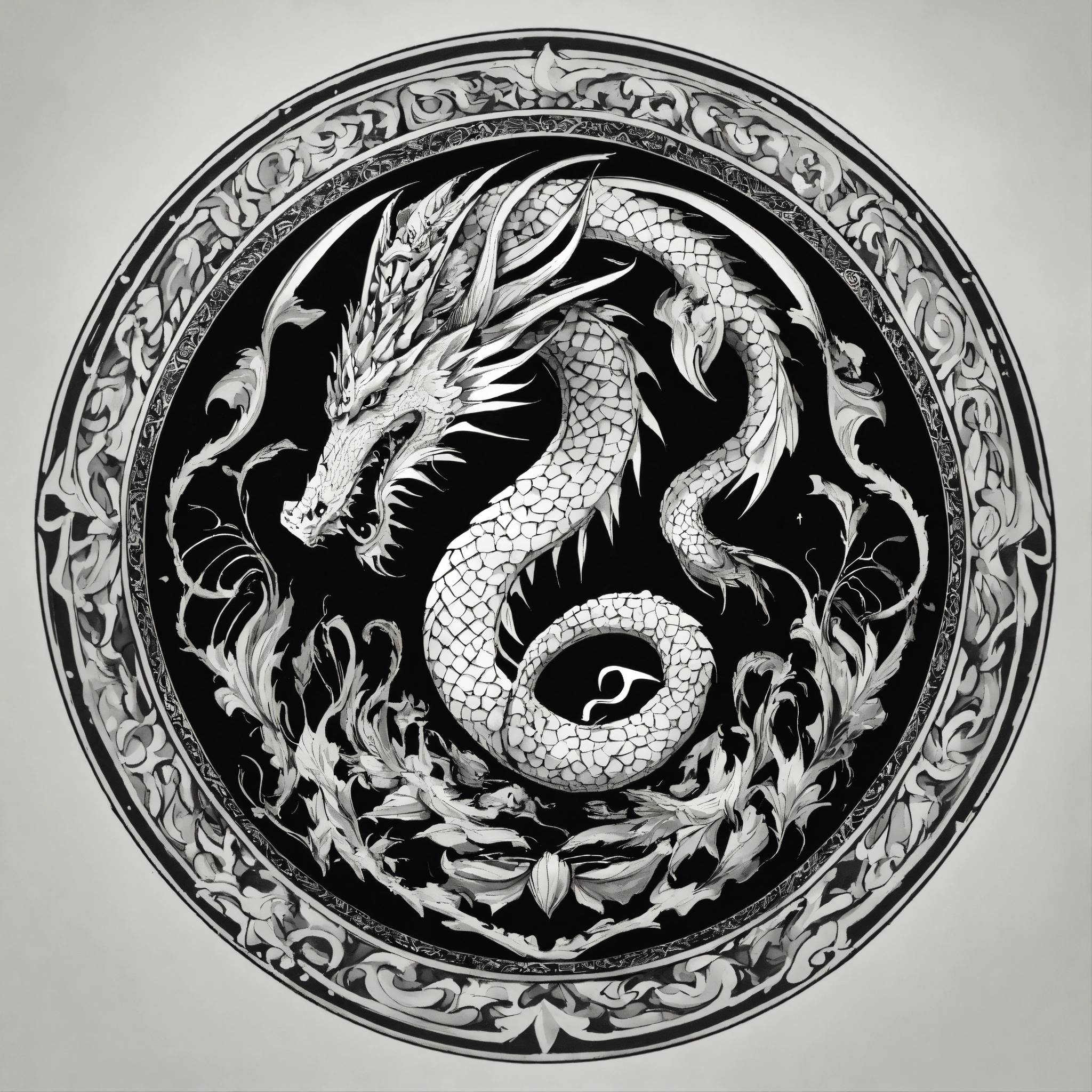 Lexica - Minimalistic dragon biting itself in the form of a ring by the ...