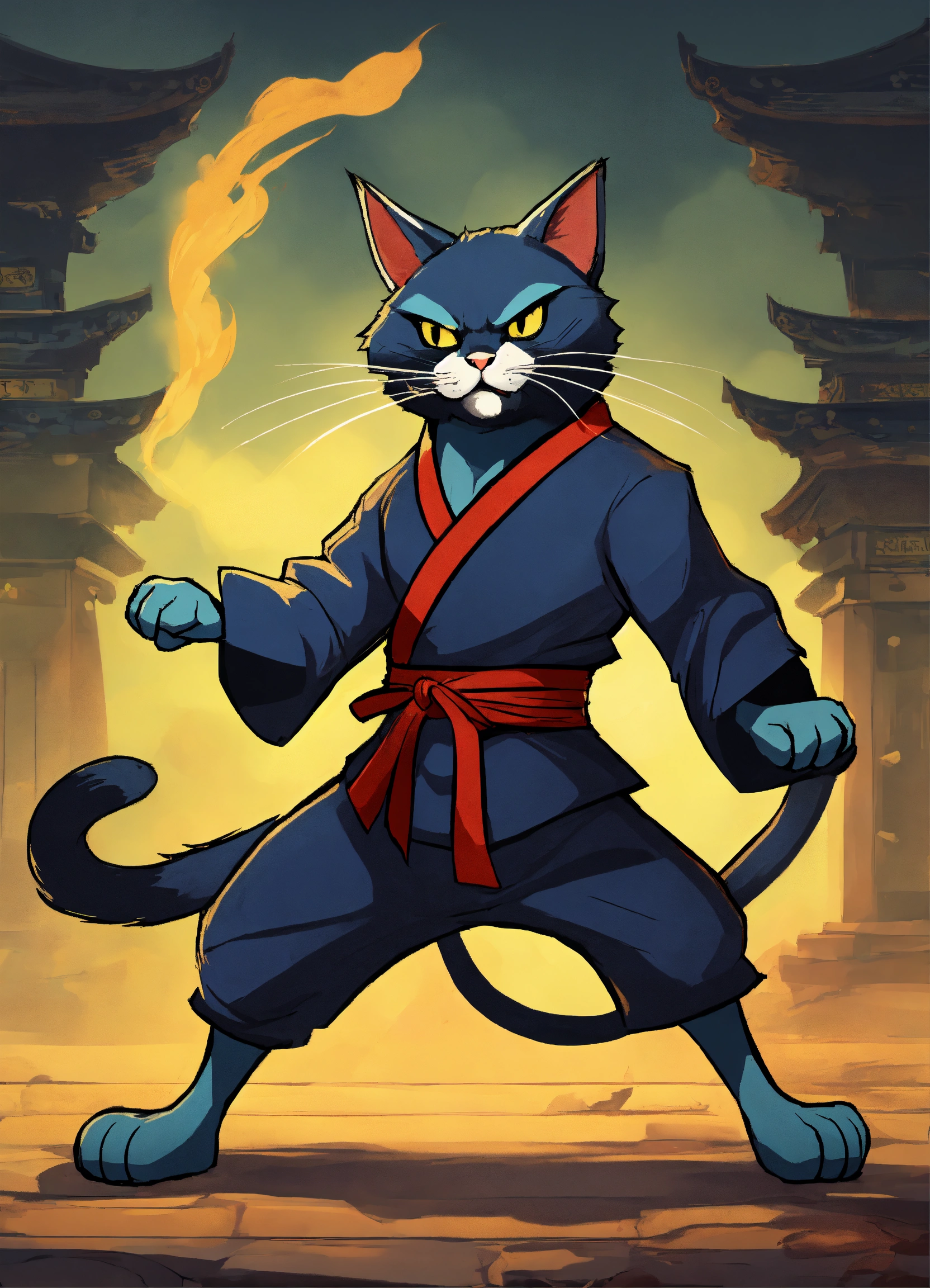 Lexica - CREATE A MEAN, EVIL, KUNG FU FIGHTING CAT, FULL BODY, CARTOON ...