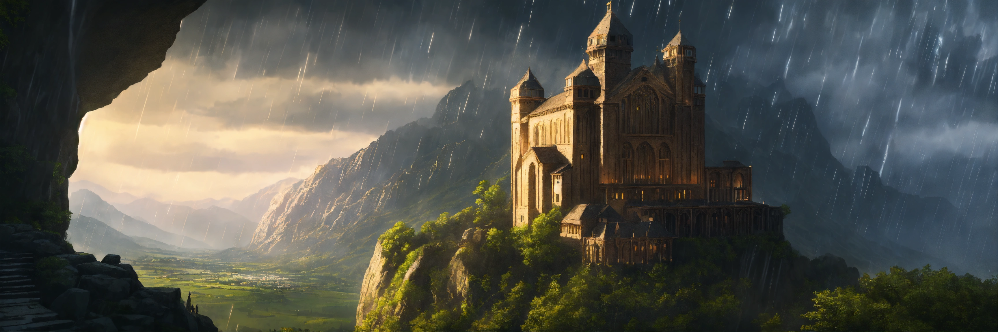 Lexica - Fantasy setting, a large medieval monastery nestled in the ...