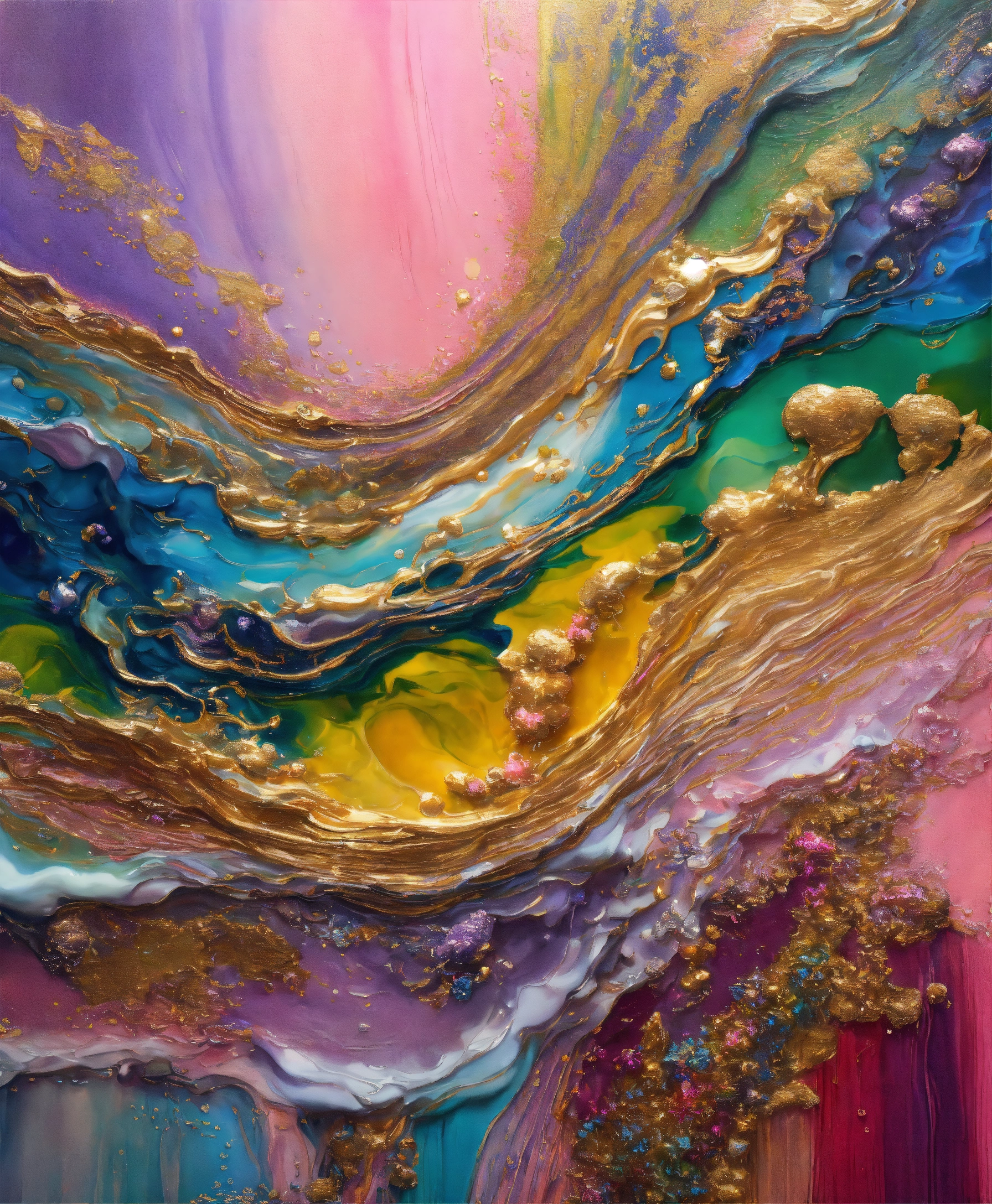 Lexica - Colorful abstract painting oil and water complex complicated ...