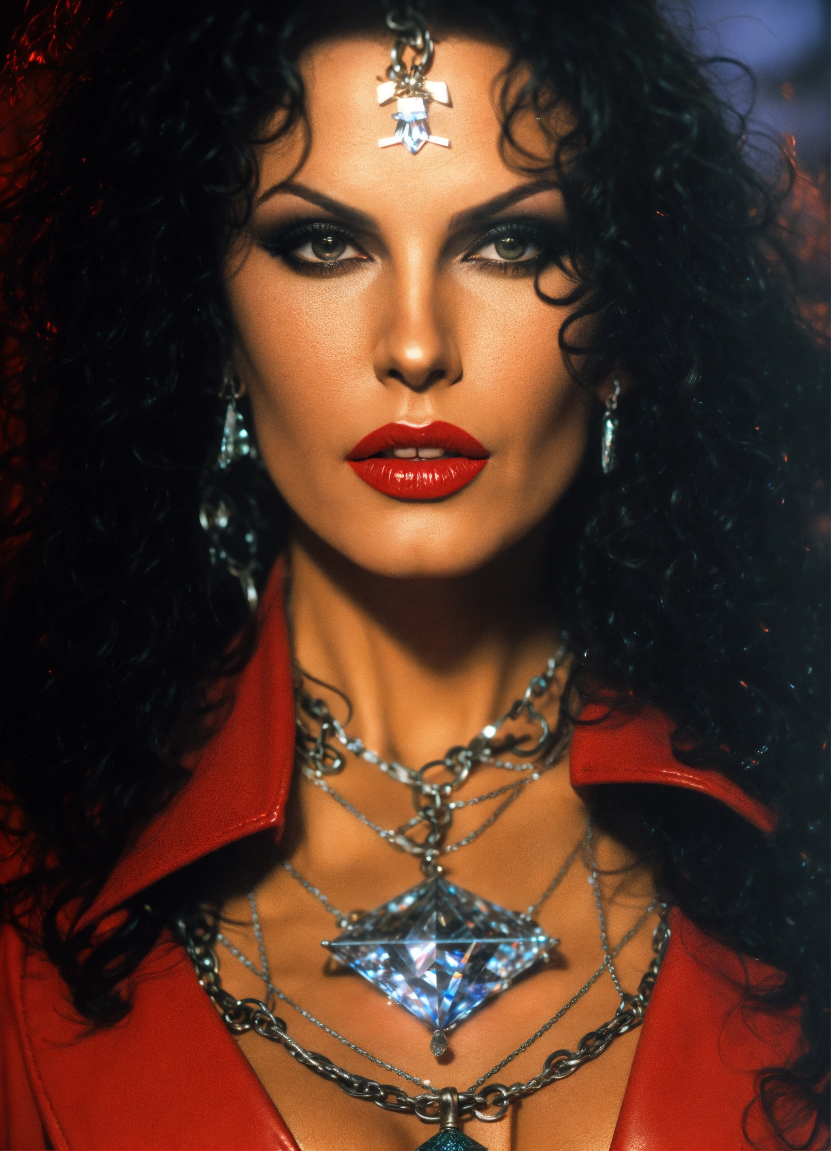 Lexica Julie Strain Powwrful Satanic Occult Witch In Leather Using A Very Small Crystal On A 8782