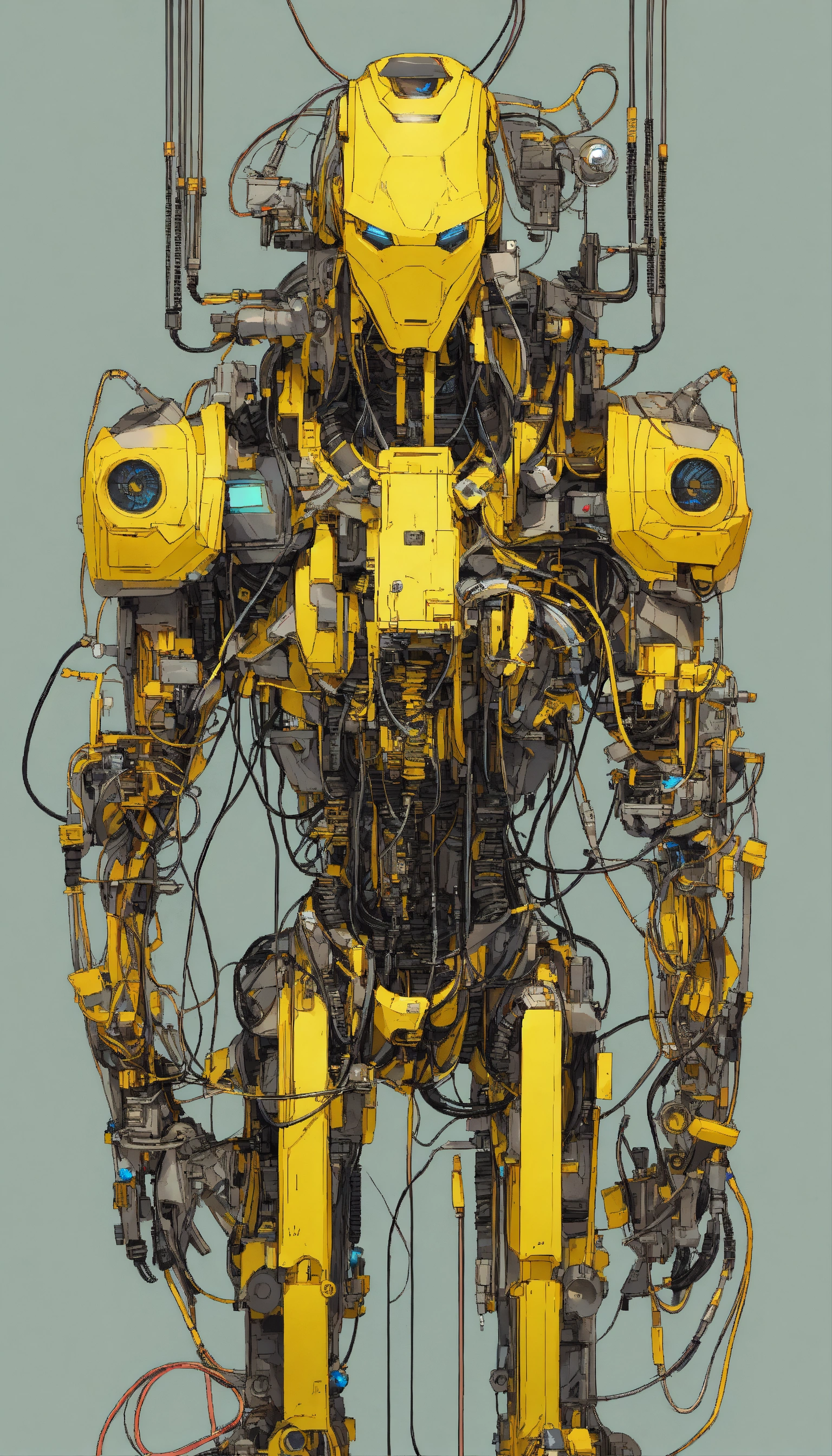 Lexica - Mechanical faceless cyberpunk robot with many cables and hoses ...