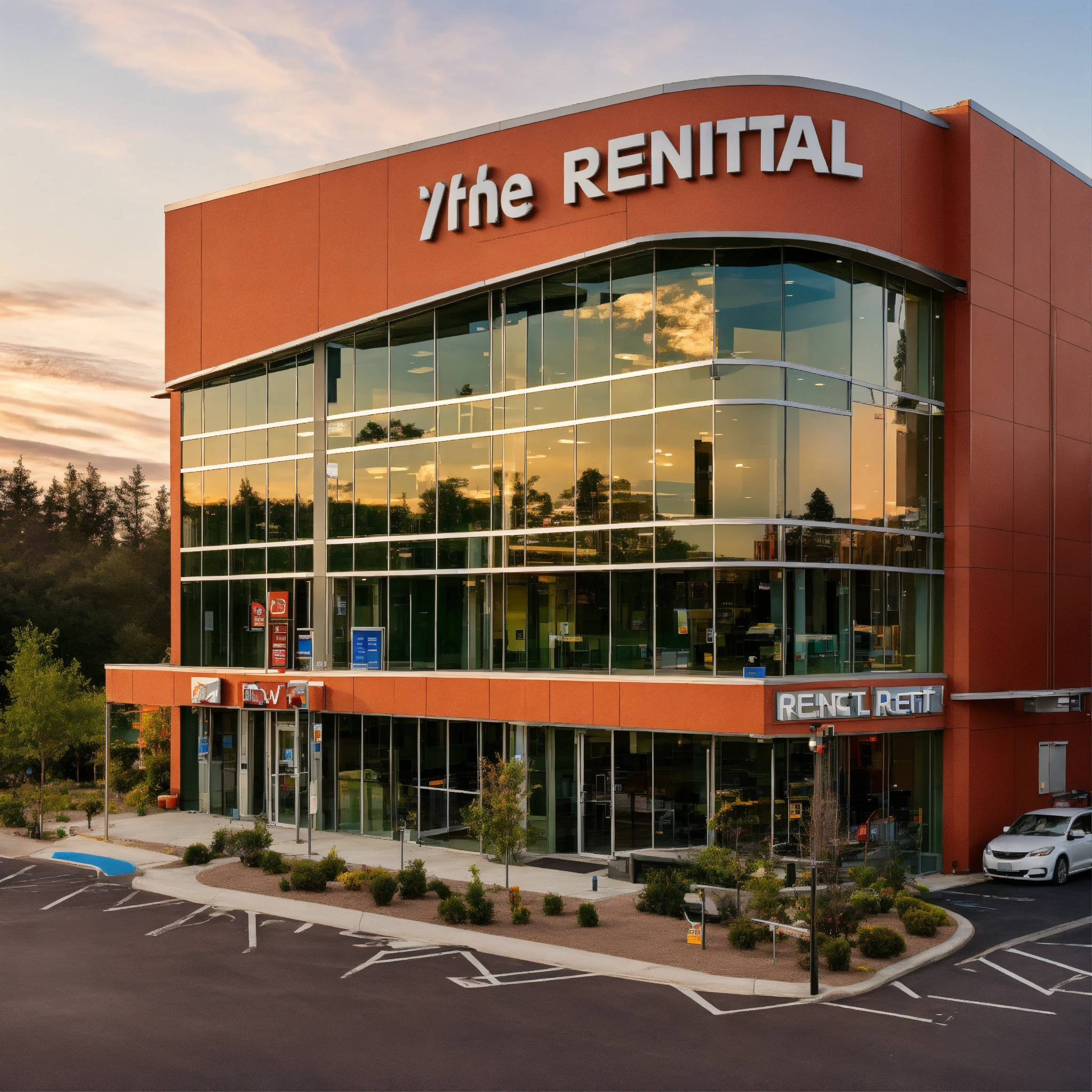 Lexica - A photo of a car rental office. The office is located in a ...