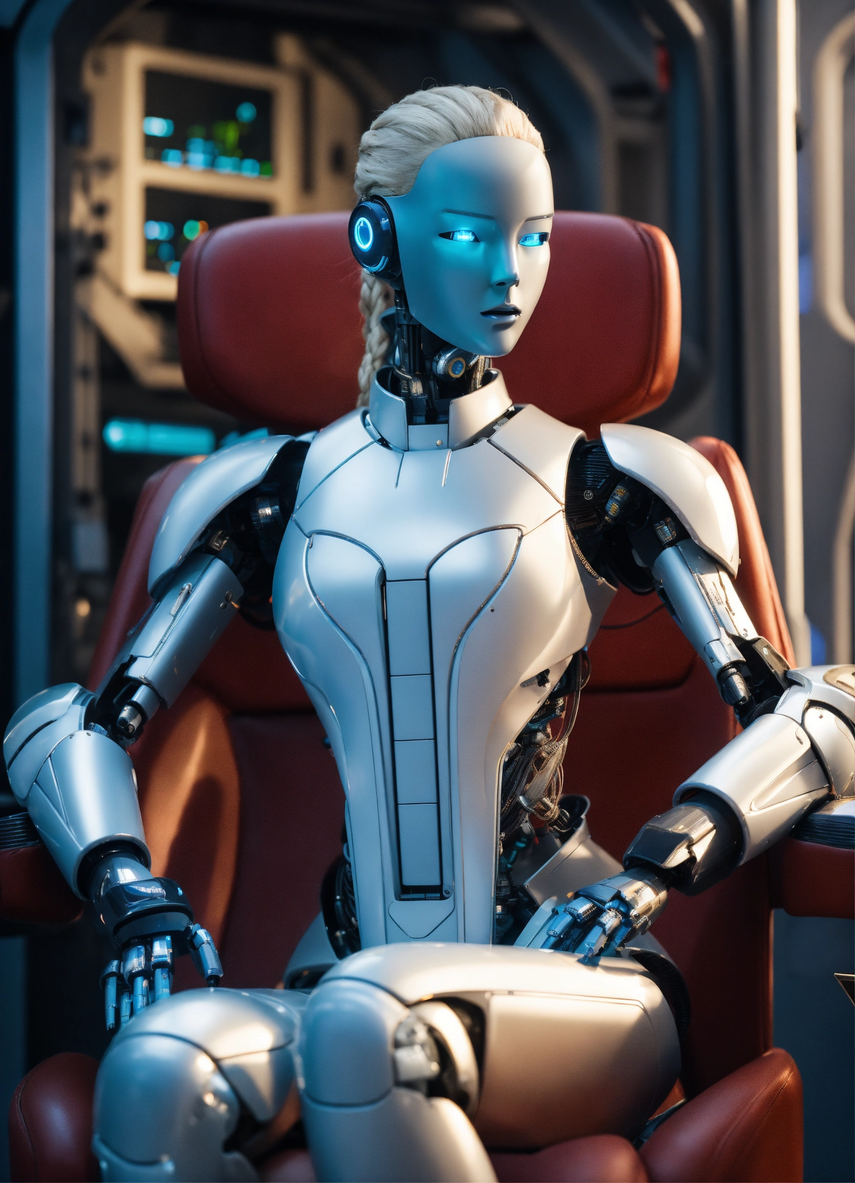 Lexica - A robot assistant as it stands by the captain’s chair. It is ...