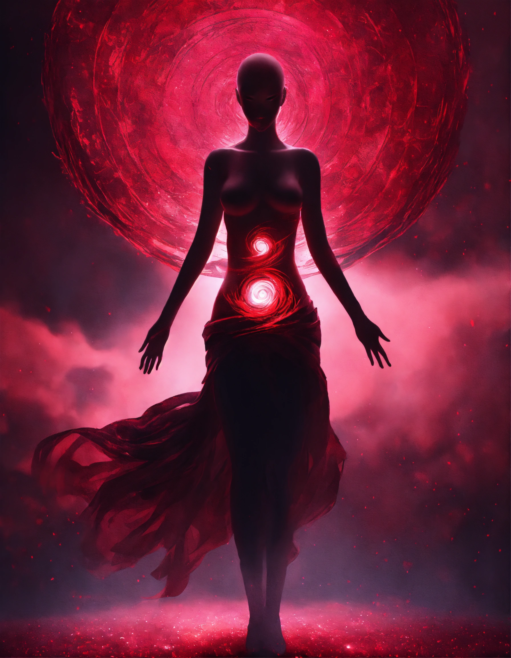 Lexica - Drawing a female human full body dark silhouette no face with ...