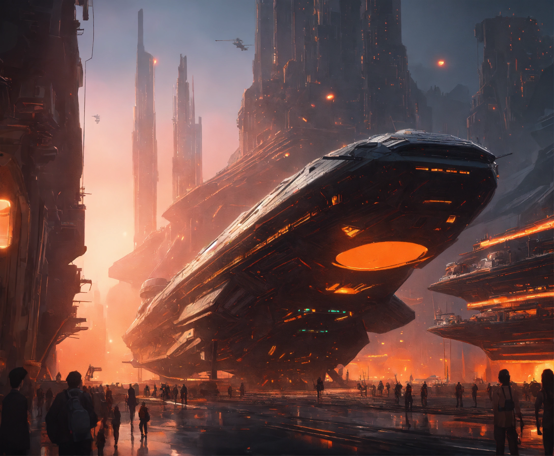 Lexica - An alien cityscape, jagged structures, bottom left of image a ...