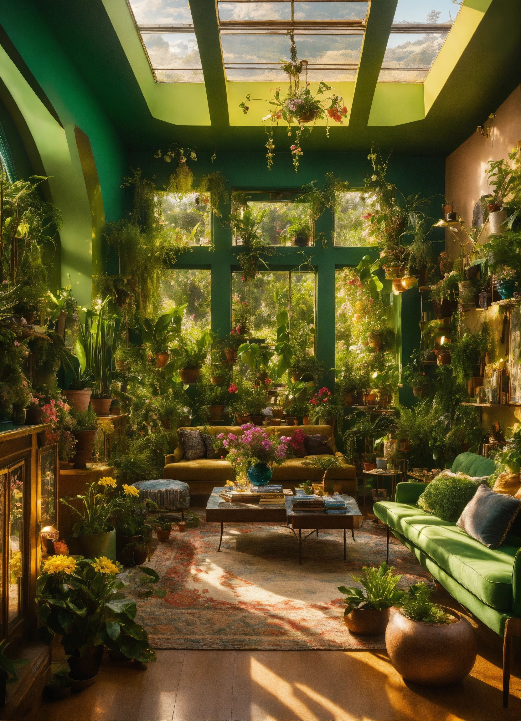 Lexica - Architectural Digest photo of a maximalist green solarpunk ...