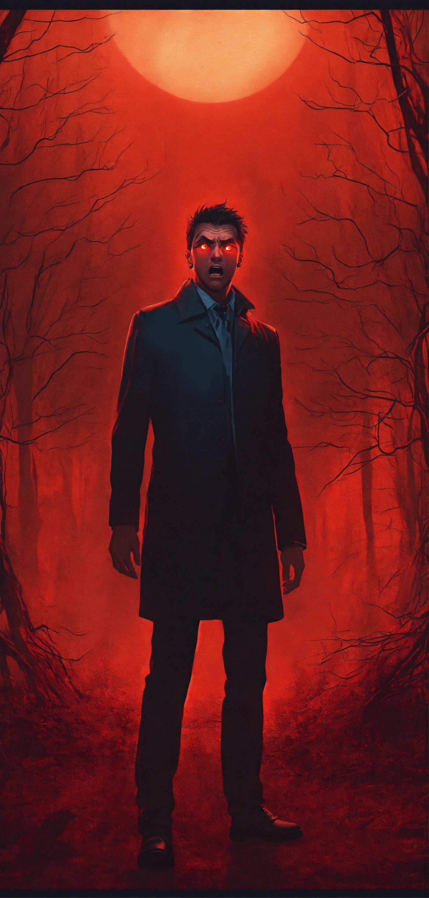 Lexica - A terrified man terrified with very wide open red eyes