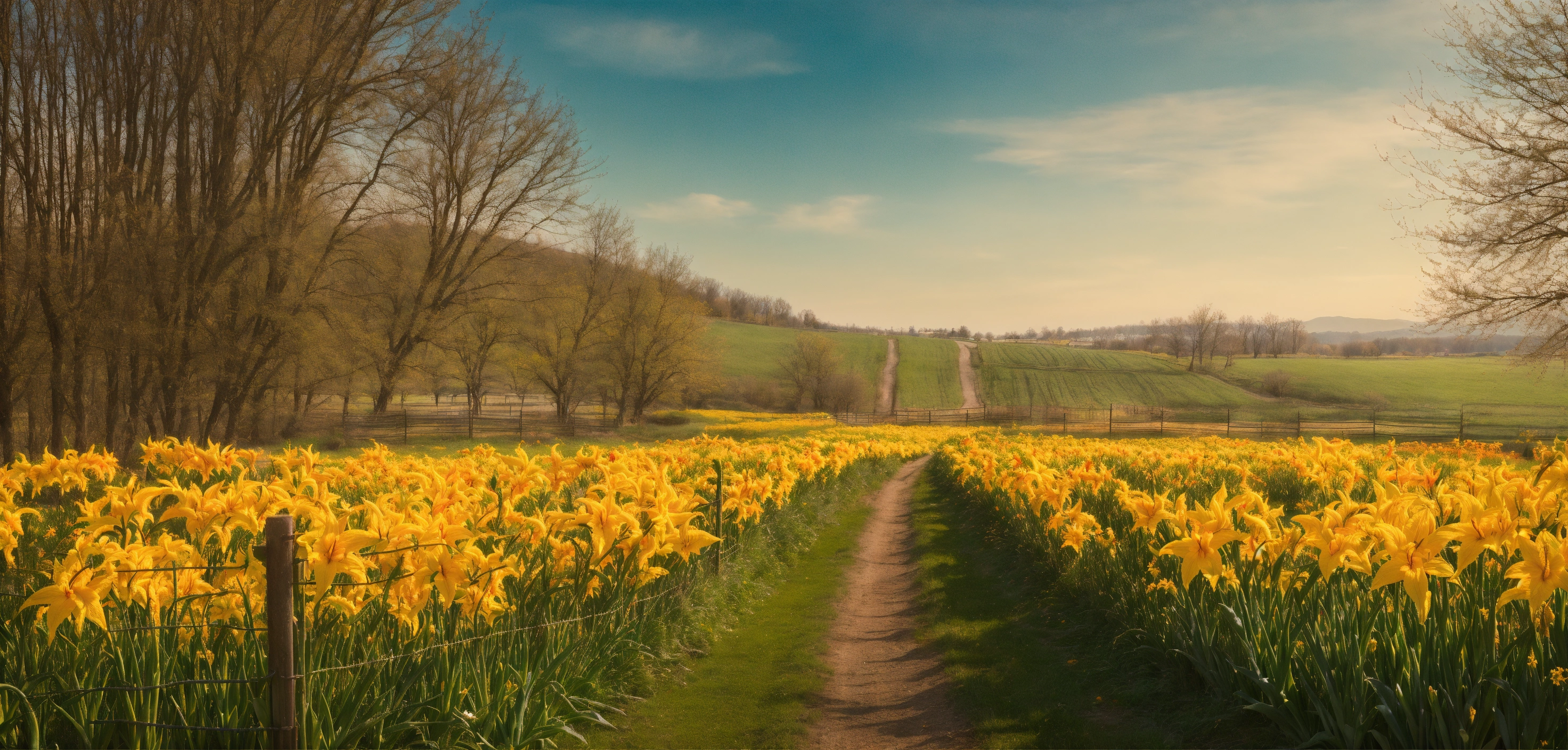 Lexica - A serene and majestic spring landscape of a large field full ...