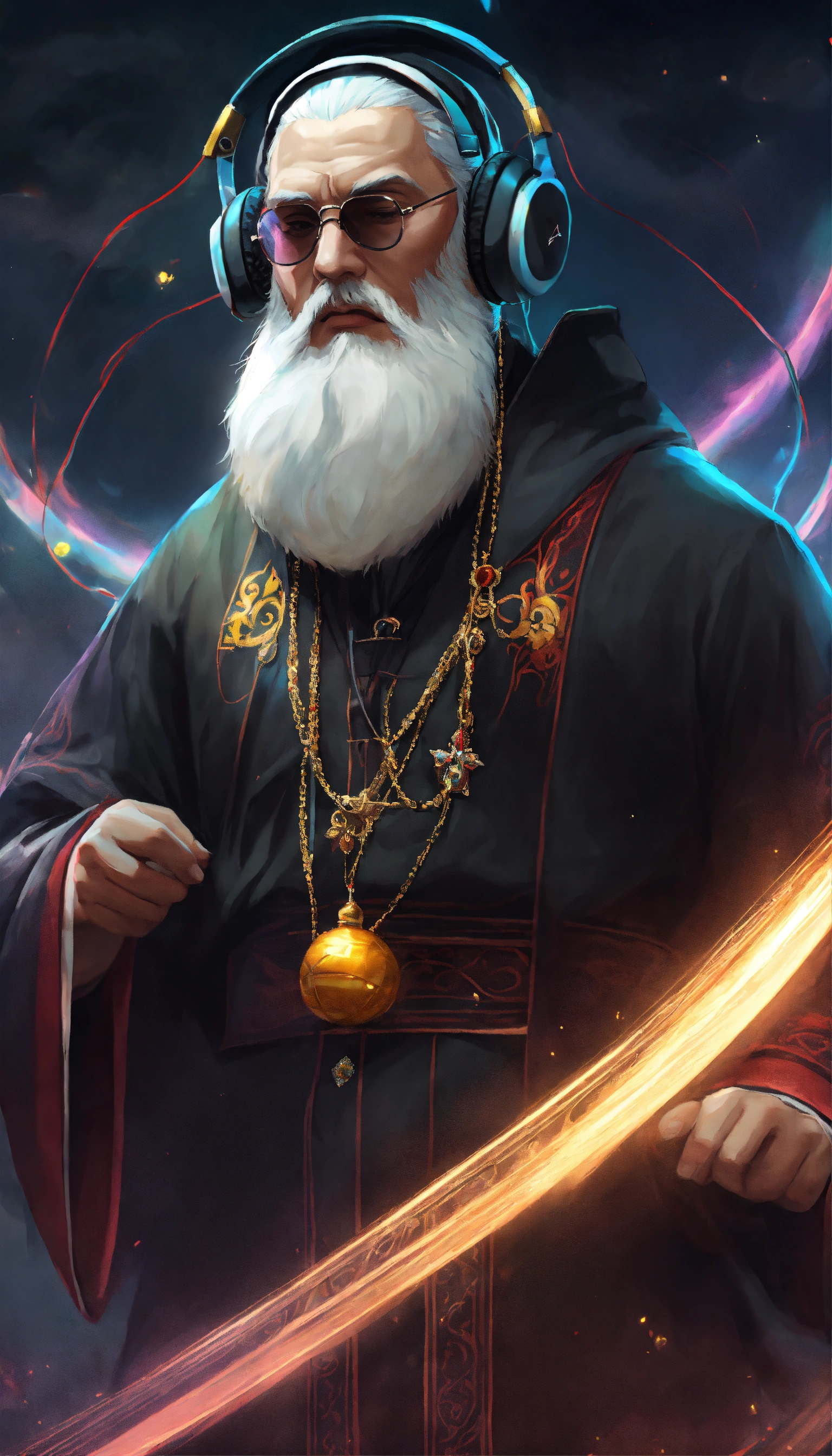 Lexica - Orthodox priest with white beard listening to music with ...