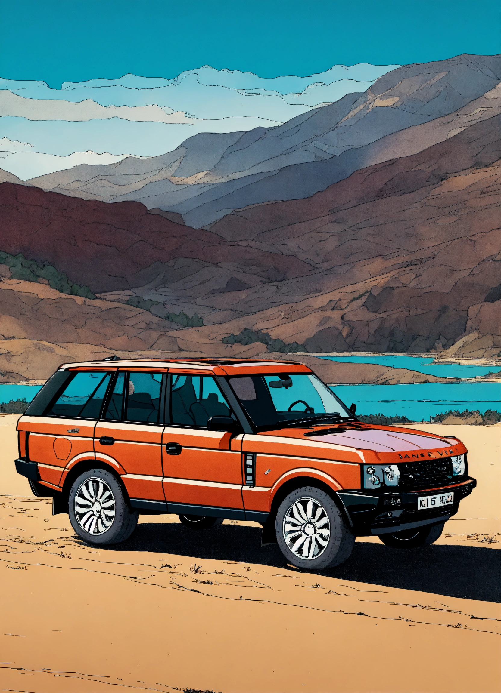 Lexica - Detailed pen and ink illustration of Range Rover Sport 2022 ...