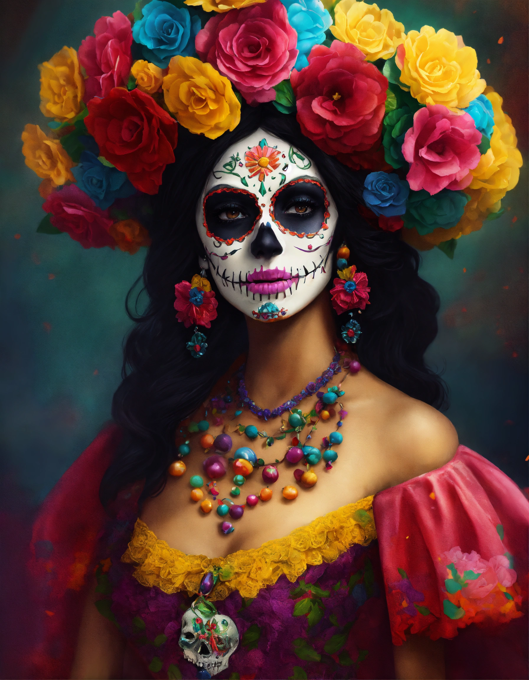 Lexica - Mexican catrina mexican happy colors very realistic, mexican ...