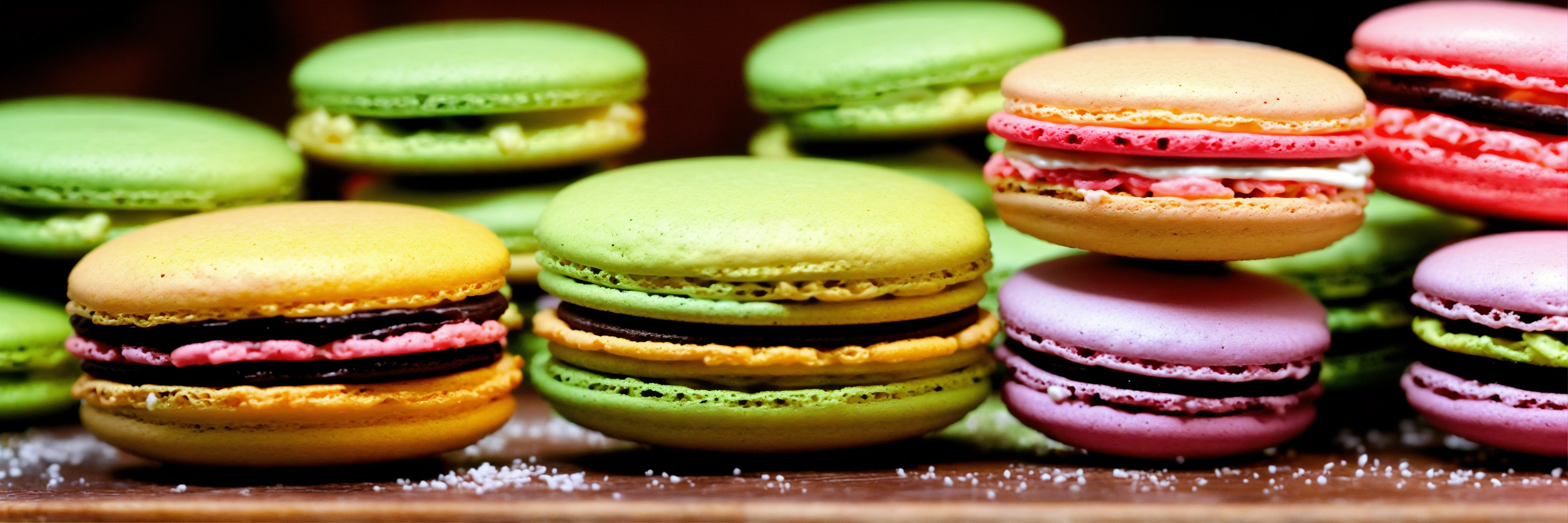 Lexica Photo of French delicacy, topnotch French, hyperrealistic 128K Macarons.