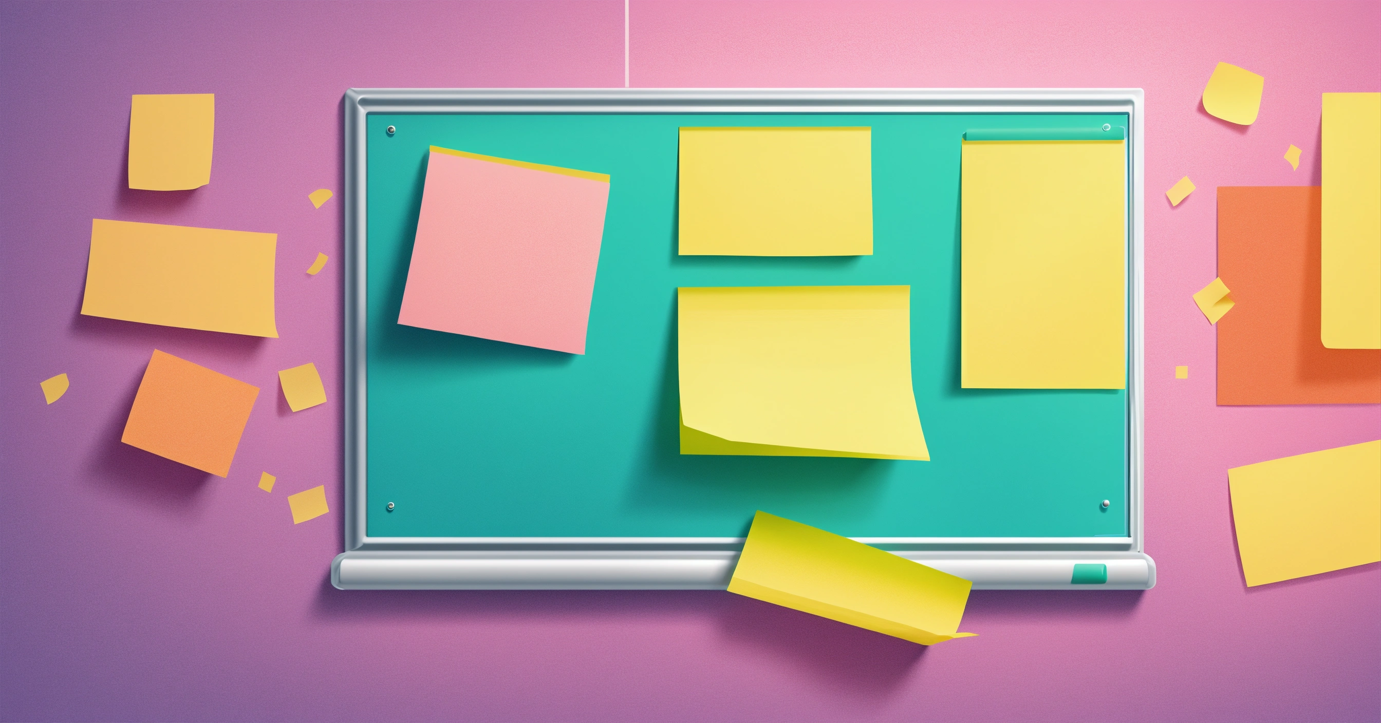 lexica-sticky-notes-on-a-whiteboard-without-text-simple-flat